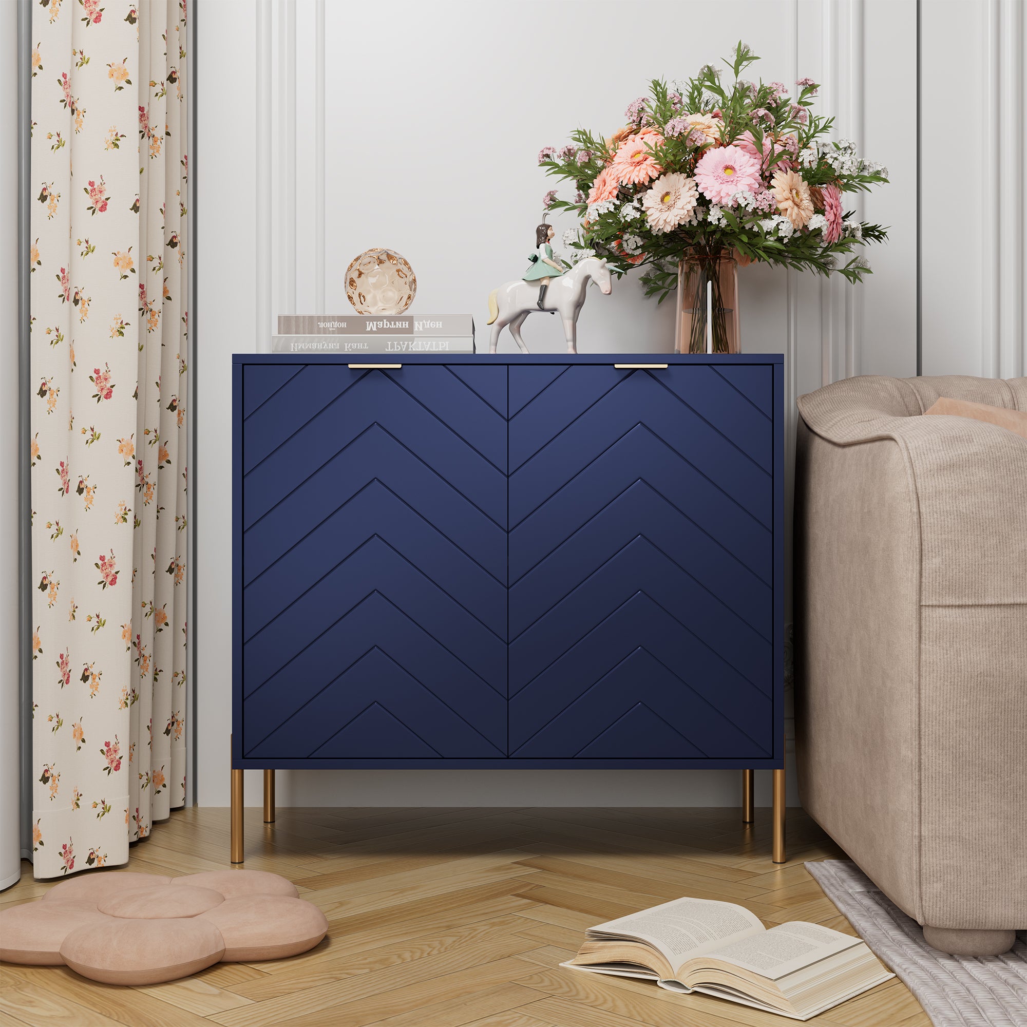 Modern Accent Buffet Cabinet with Adjustable Shelves, Accent Cabinet with 2 Doors, Modern Sideboard Buffet Cabinet, Black Accent Cabinet for Kitchen, Living Room, Entryway and Bedroom