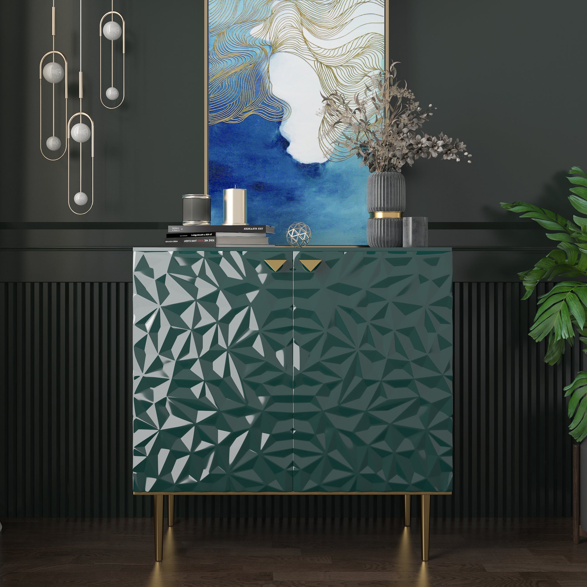 Boyel Living 2 Door Cabinet With Elegant Raised Diamond Pattern