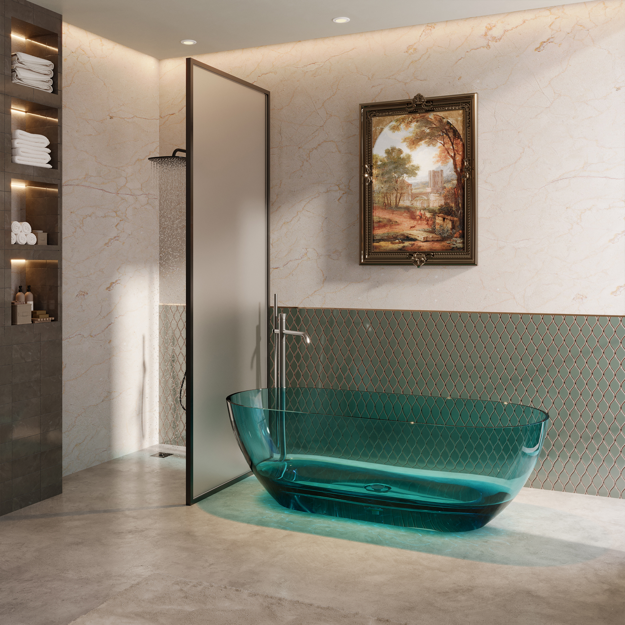 69" Resin Freestanding Bathtub Transparent Soaking Tub Modern Oval Design Stand Alone Tub with Pop-up Drain and Overflow,Black & Grey/Coffee/Purple/Blue