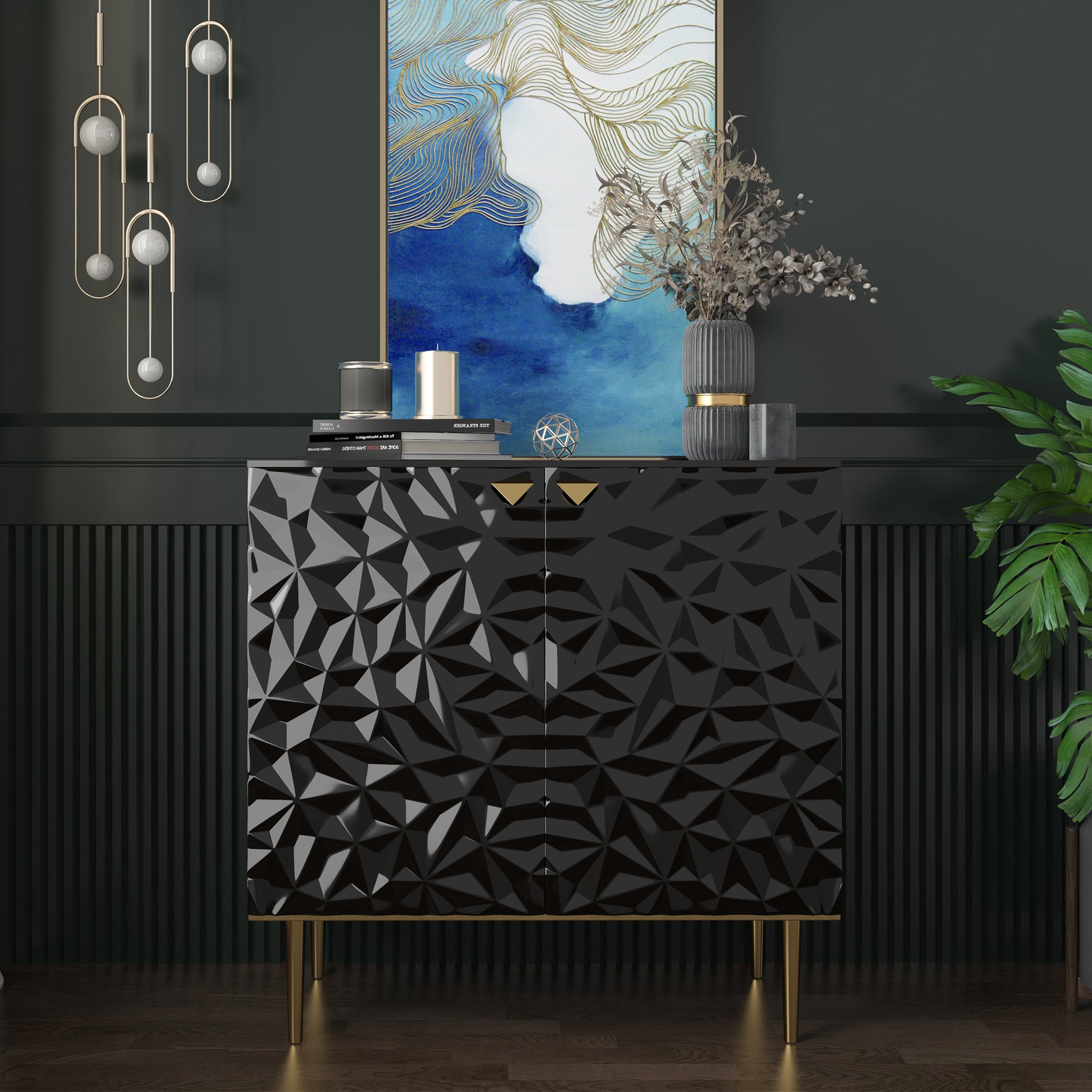 Boyel Living 2 Door Cabinet With Elegant Raised Diamond Pattern