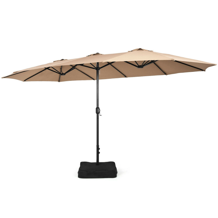 Mondawe 15ft Double-Sided Rectangular Patio Market Umbrella with Crank and Base-Mondawe