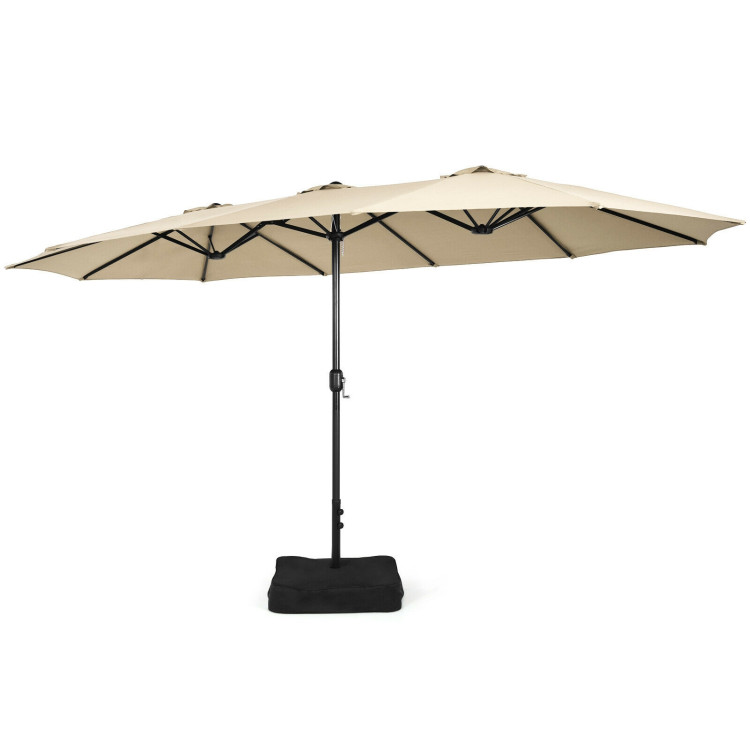 Mondawe 15ft Double-Sided Rectangular Patio Market Umbrella with Crank and Base-Mondawe