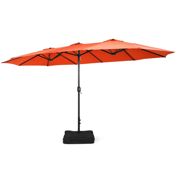 Mondawe 15ft Double-Sided Rectangular Patio Market Umbrella with Crank and Base-Mondawe