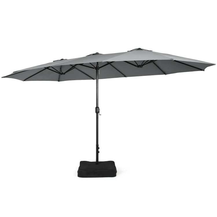 Mondawe 15ft Double-Sided Rectangular Patio Market Umbrella with Crank and Base-Mondawe
