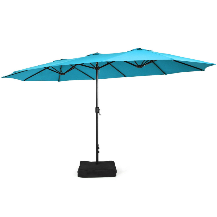 Mondawe 15ft Double-Sided Rectangular Patio Market Umbrella with Crank and Base-Mondawe