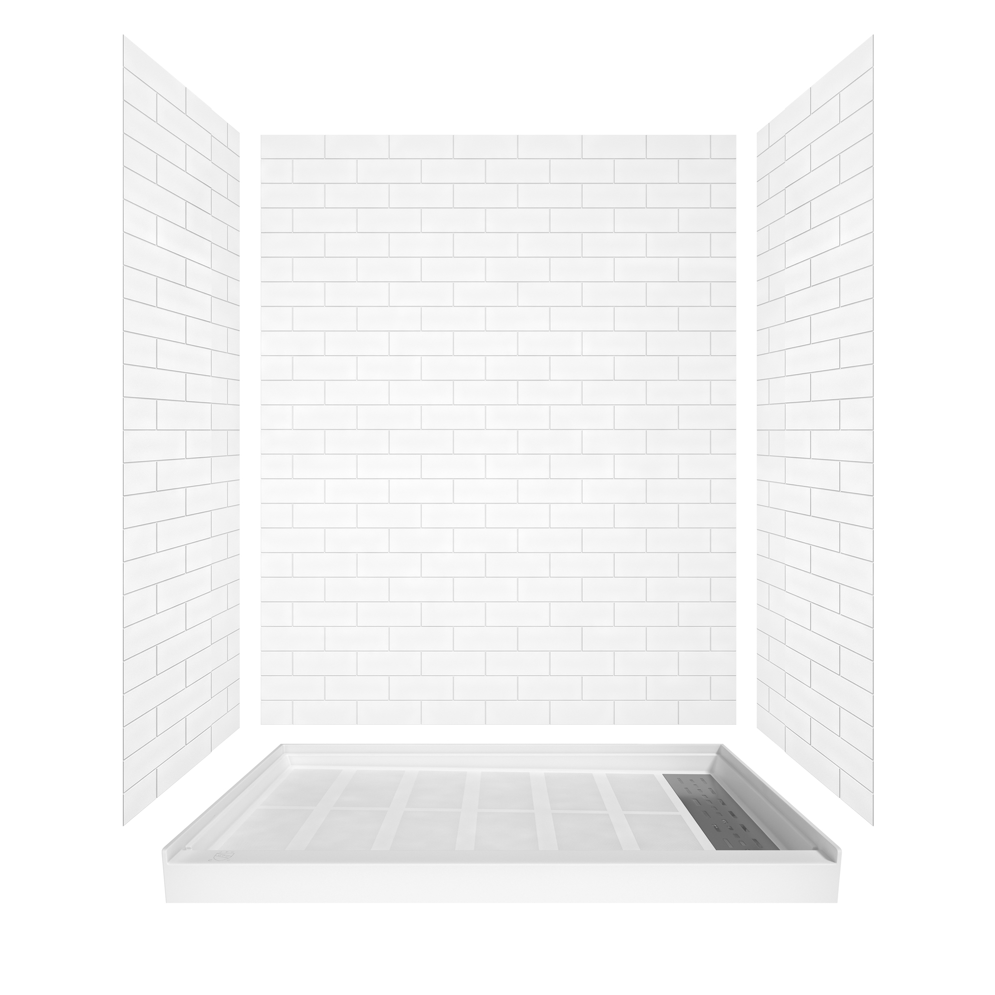 48"x36" SMC Solid White Shower Base with Non-Slip Surface, CUPC Certified