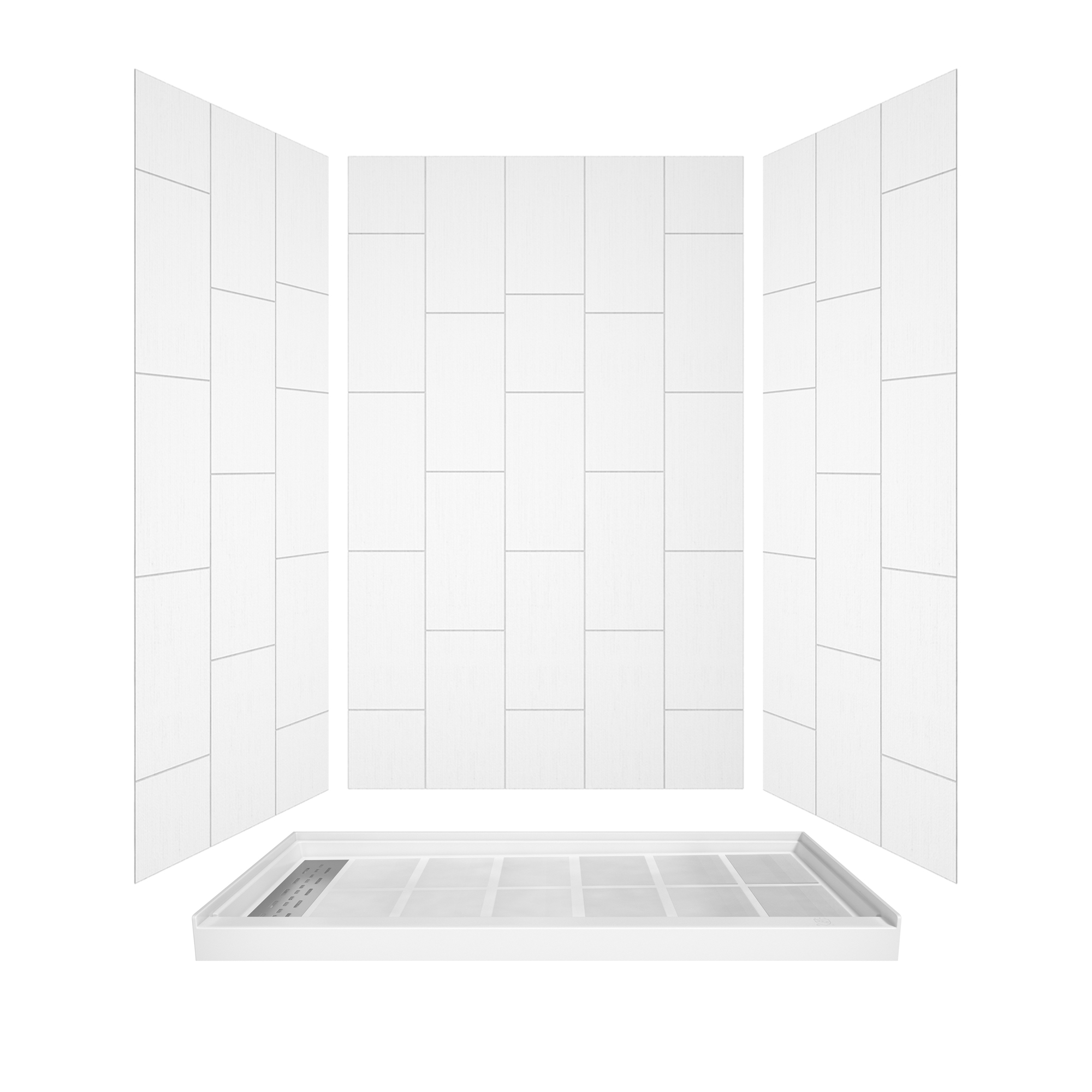 60"x32" White Solid Surface Single Threshold Alcove Shower Pan Base