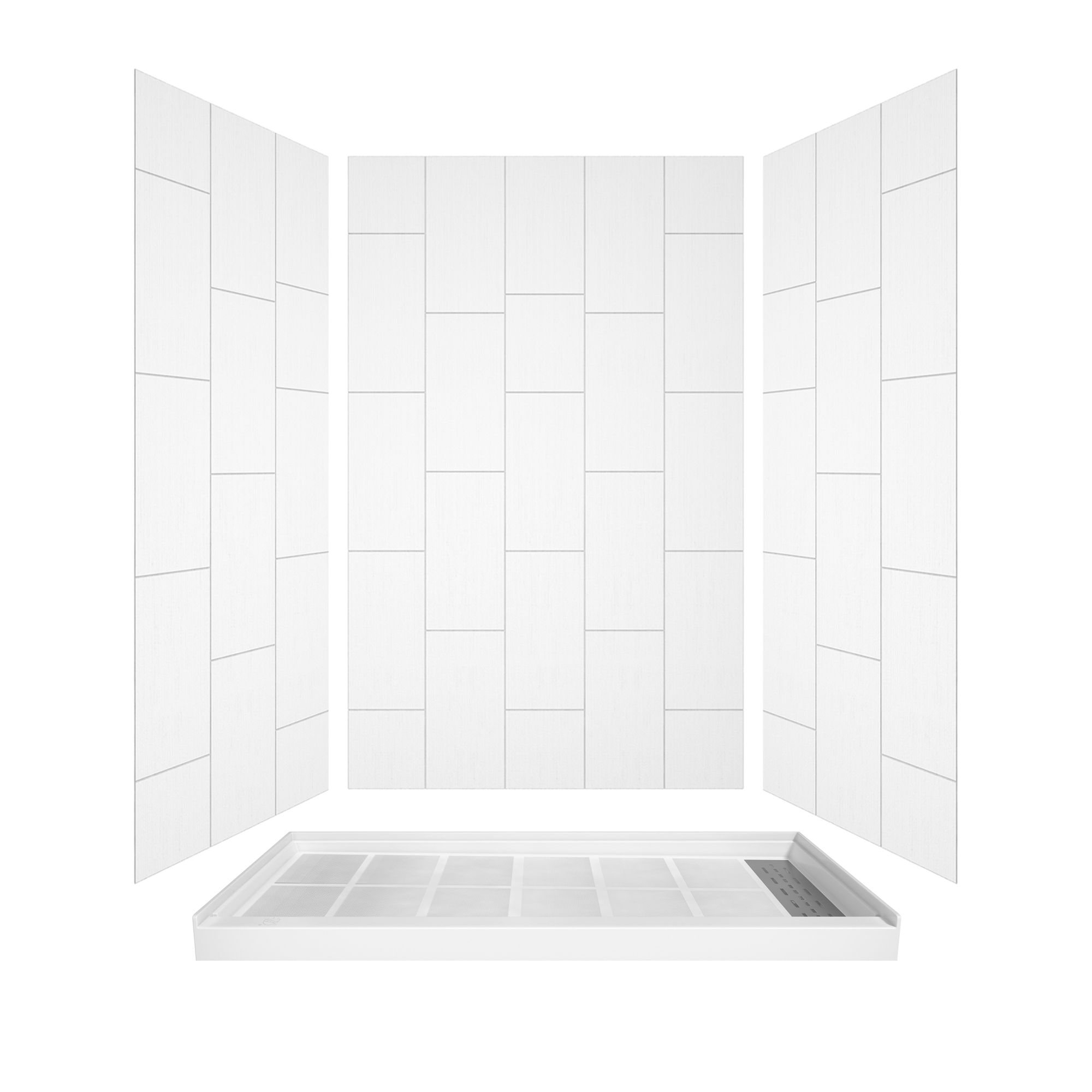 60"x32" White Solid Surface Single Threshold Alcove Shower Pan Base