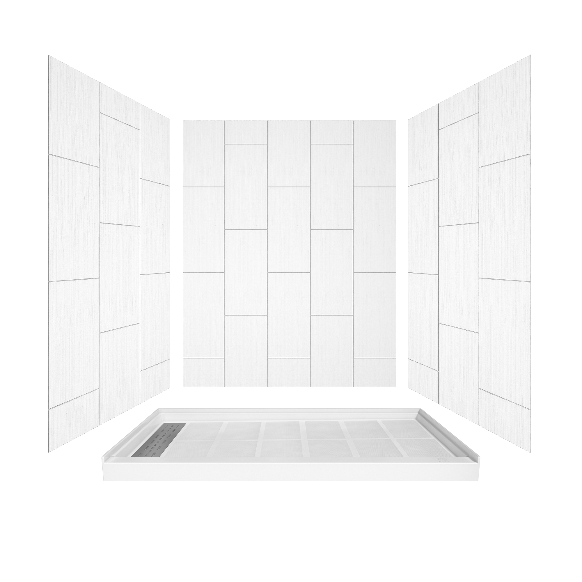 60"x36" White Solid Surface Rectangle Single Threshold Shower Pan Base