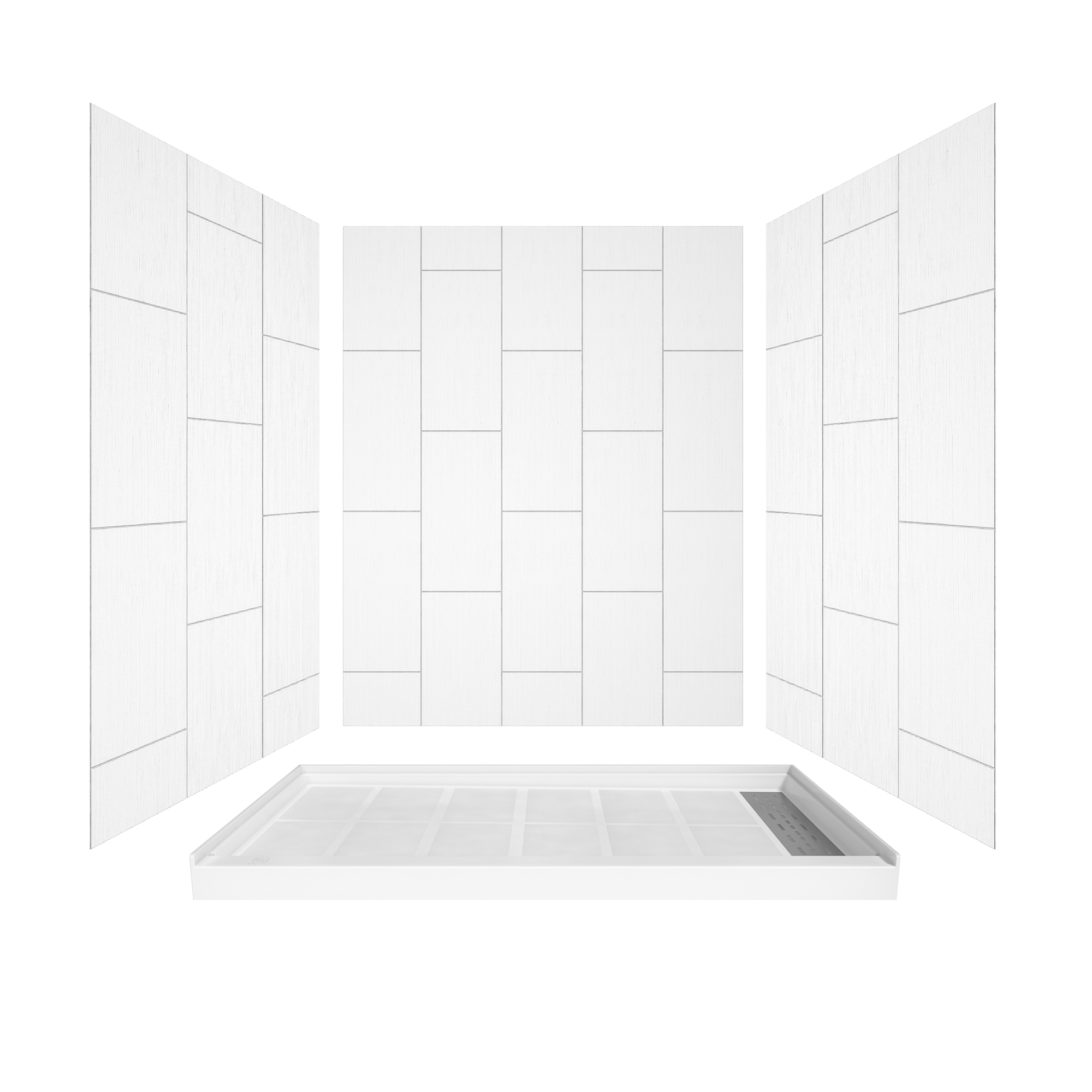 60"x36" White Solid Surface Rectangle Single Threshold Shower Pan Base