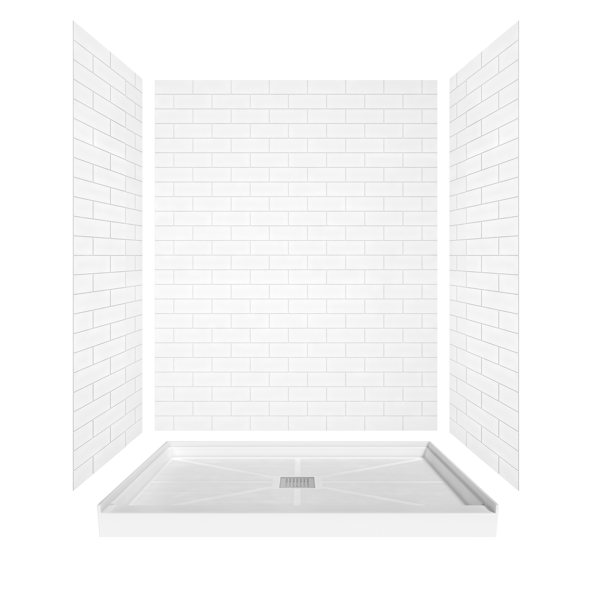Rectangle Solid Surface White Shower Pan Base with Center Drain