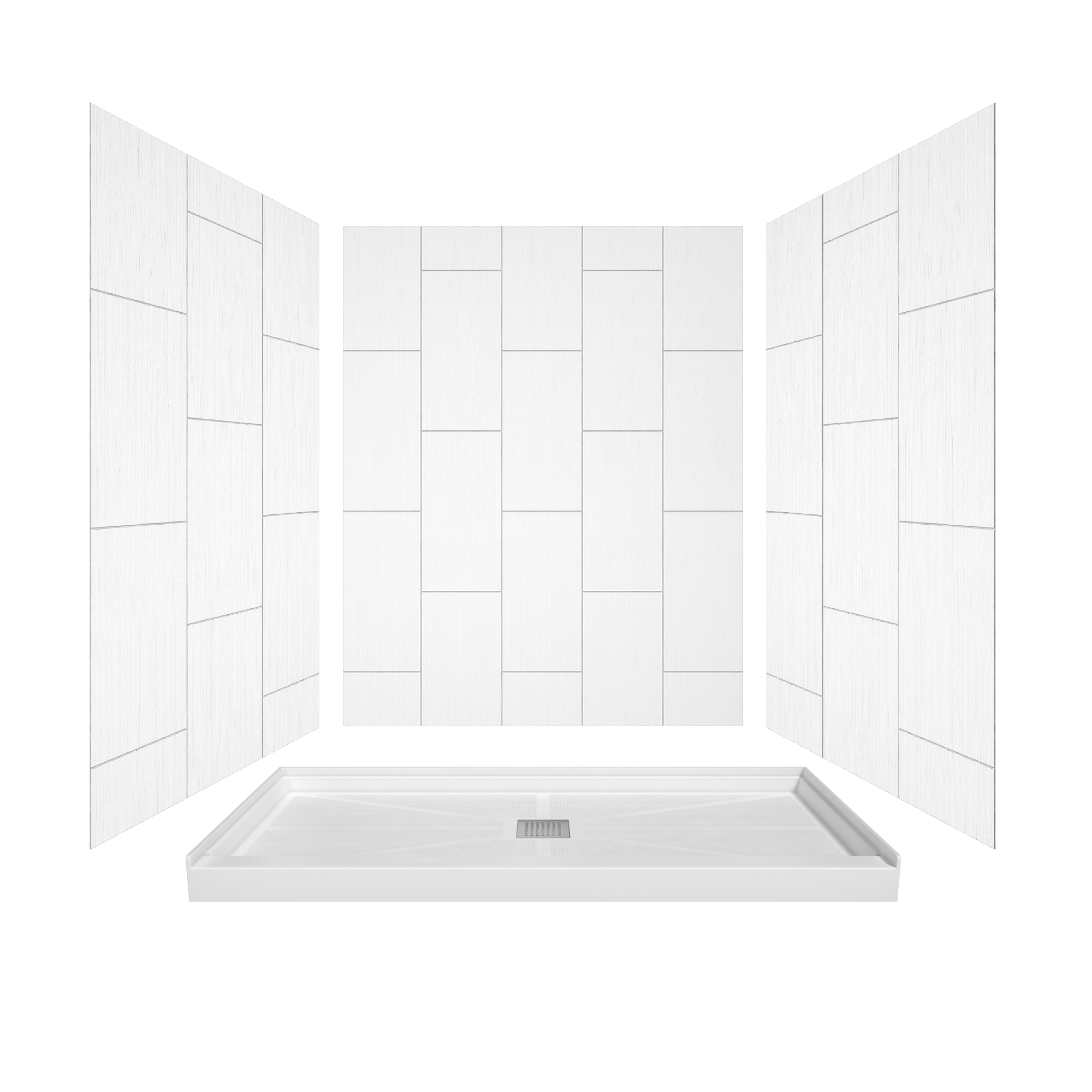 Rectangle Solid Surface White Shower Pan Base with Center Drain