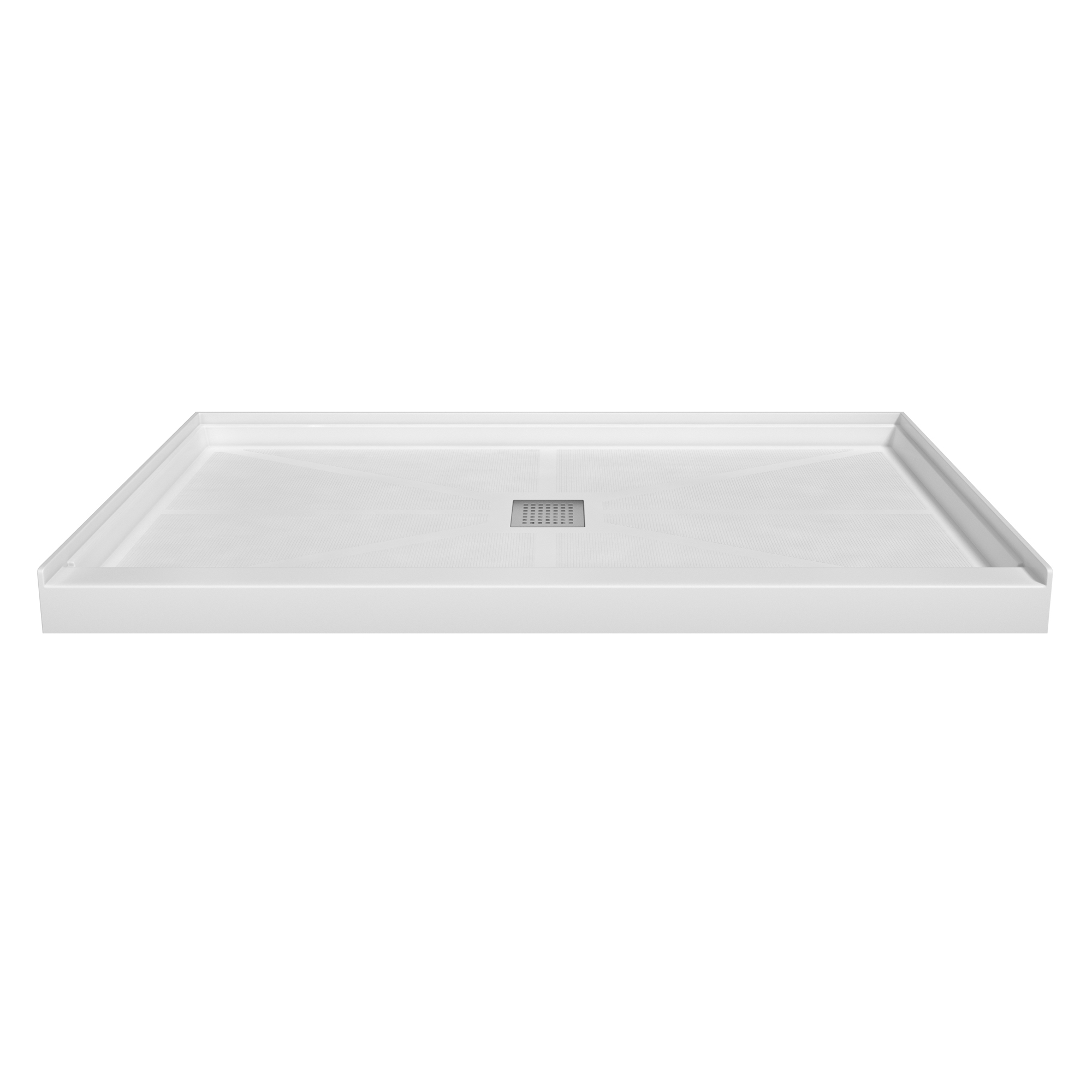 Rectangle Solid Surface White Shower Pan Base with Center Drain