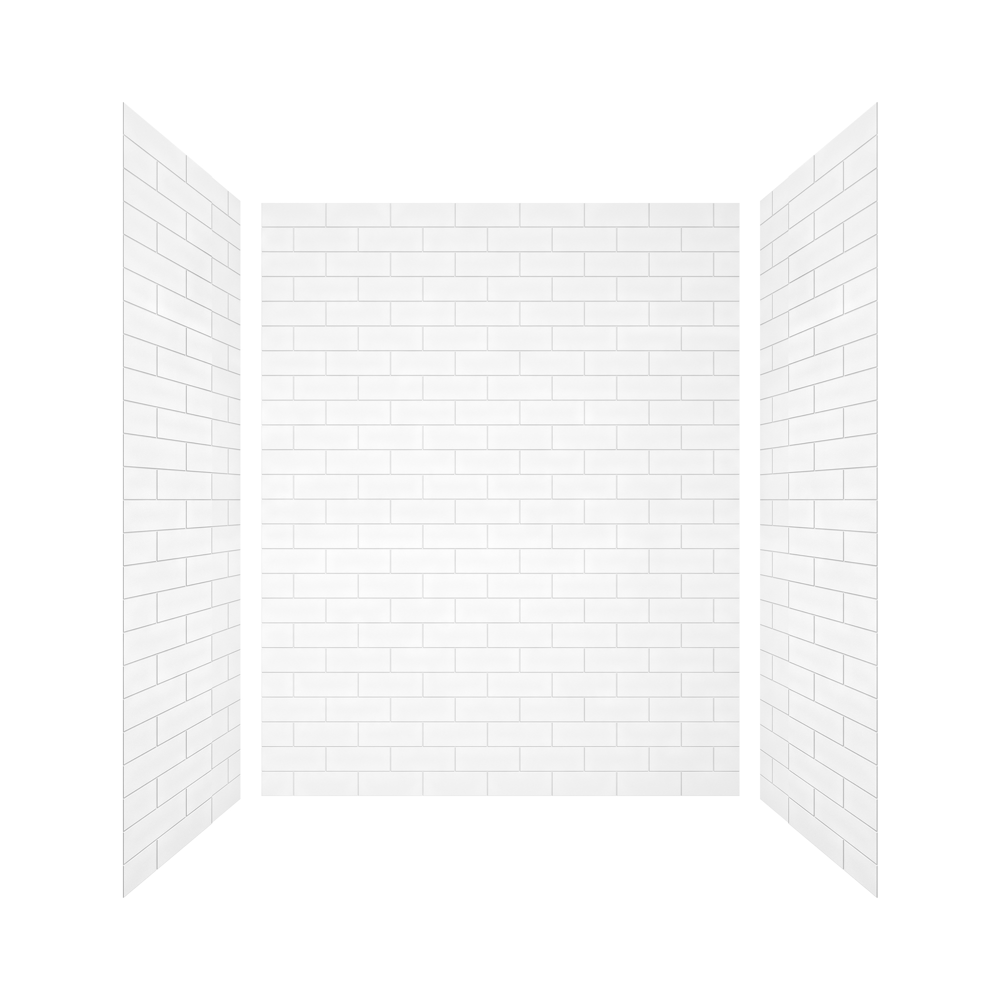 White Solid Surface 3-Piece Glue Up Alcove Shower Wall Surround