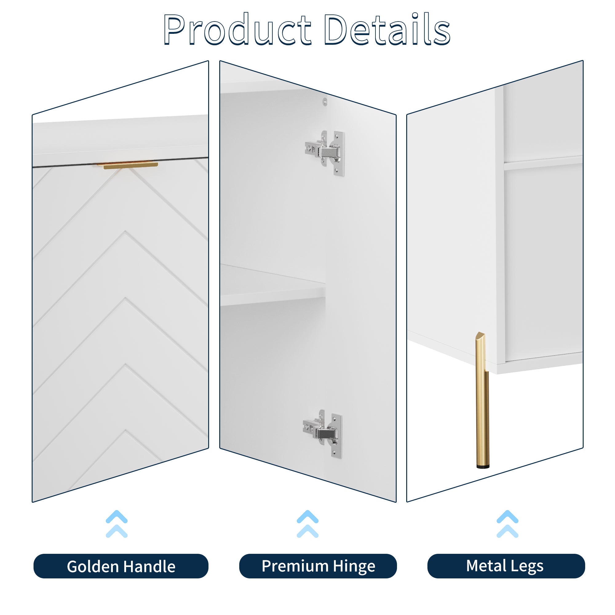 Modern Accent Buffet Cabinet with Adjustable Shelves, Accent Cabinet with 2 Doors, Modern Sideboard Buffet Cabinet, Black Accent Cabinet for Kitchen, Living Room, Entryway and Bedroom