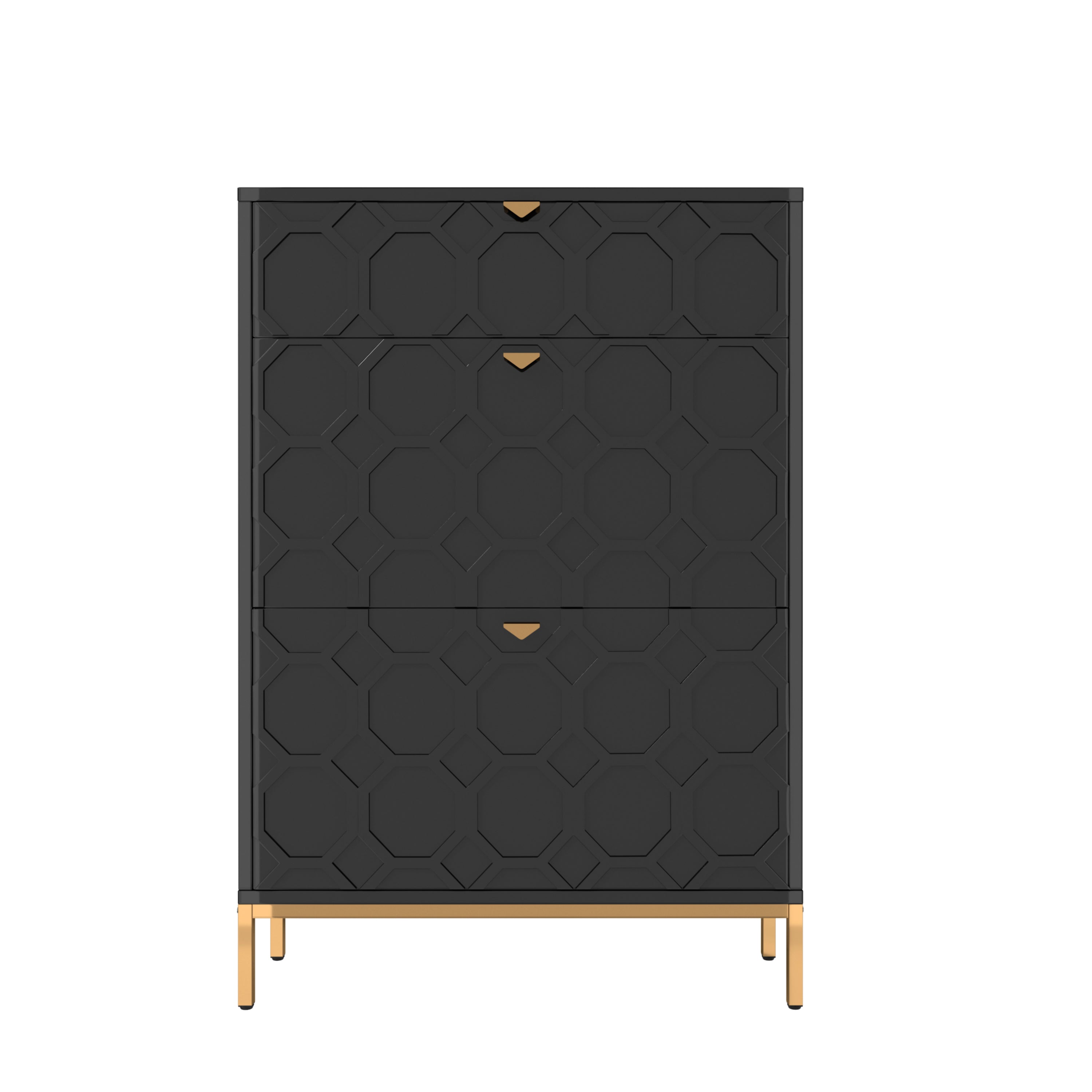 Boyel Living 46.5 in.H x 31.5 in.W White Shoe Storage Cabinet with Drawers and Golden Handle