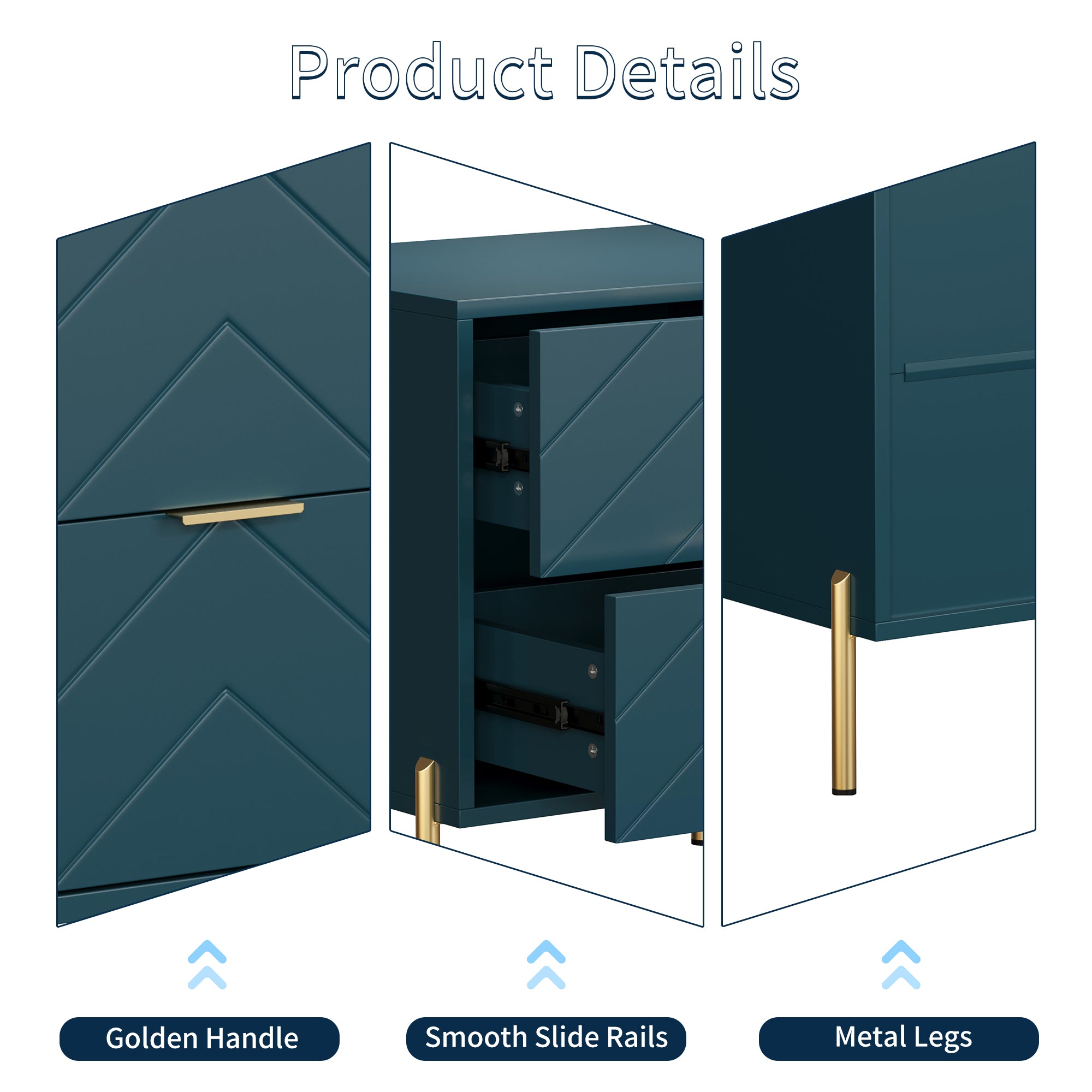 Modern 2-Drawer Storage Nightstand White/Black/Blue/White