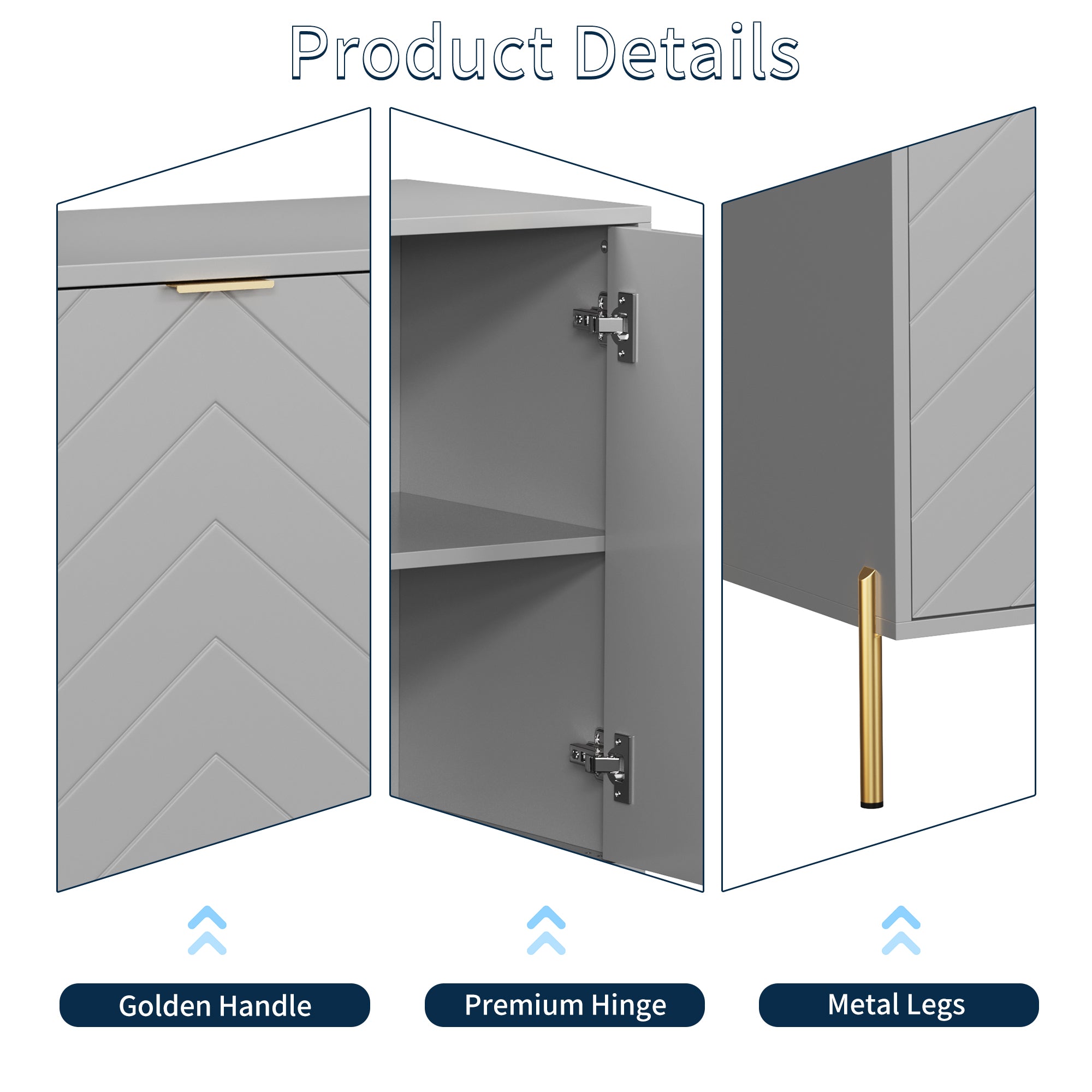 Modern Accent Buffet Cabinet with Adjustable Shelves, Accent Cabinet with 2 Doors, Modern Sideboard Buffet Cabinet, Black Accent Cabinet for Kitchen, Living Room, Entryway and Bedroom