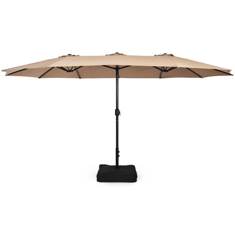 Mondawe 15ft Double-Sided Rectangular Patio Market Umbrella with Crank and Base-Mondawe