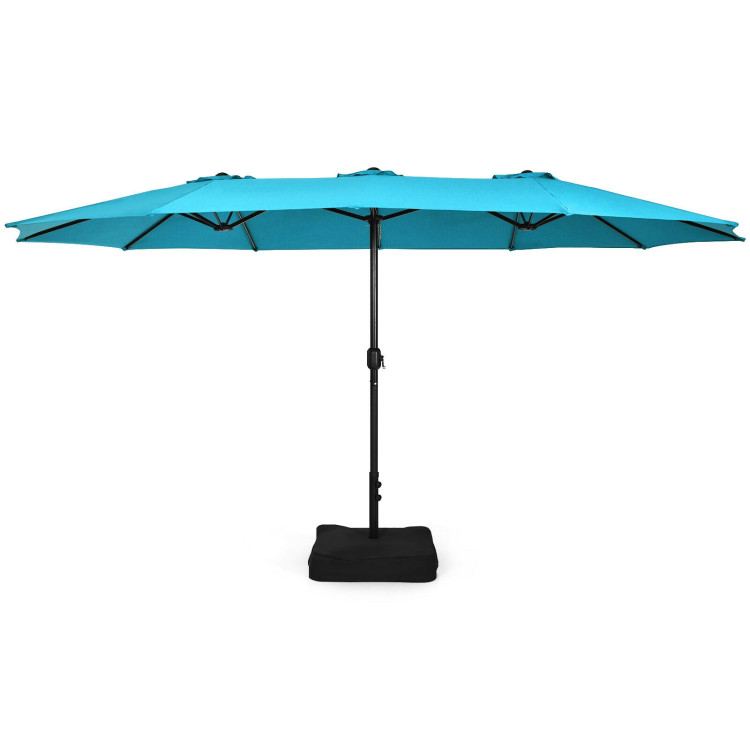 Mondawe 15ft Double-Sided Rectangular Patio Market Umbrella with Crank and Base-Mondawe