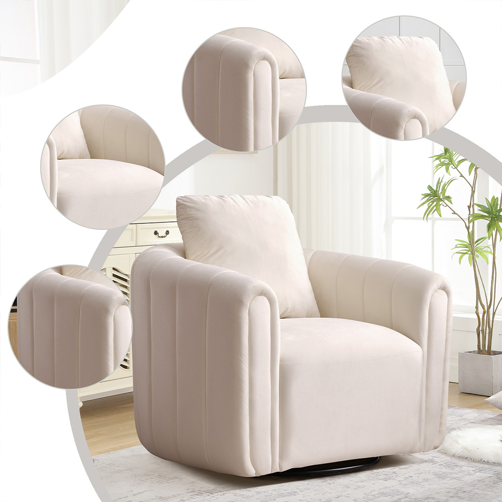 Swivel Barrel Chair, Comfy Round Accent Sofa Chair, 360 Degree Swivel Barrel Club Chair, Leisure Arm Chair