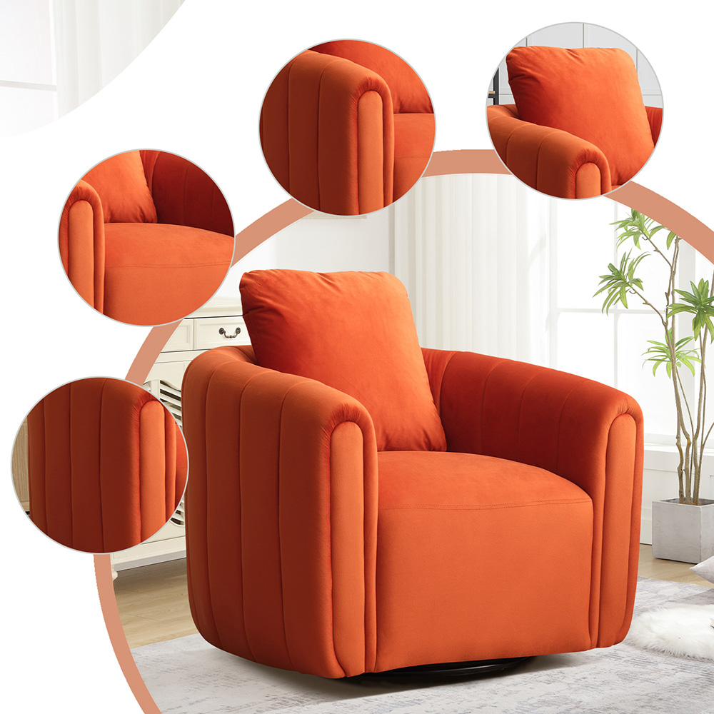 Swivel Barrel Chair, Comfy Round Accent Sofa Chair, 360 Degree Swivel Barrel Club Chair, Leisure Arm Chair