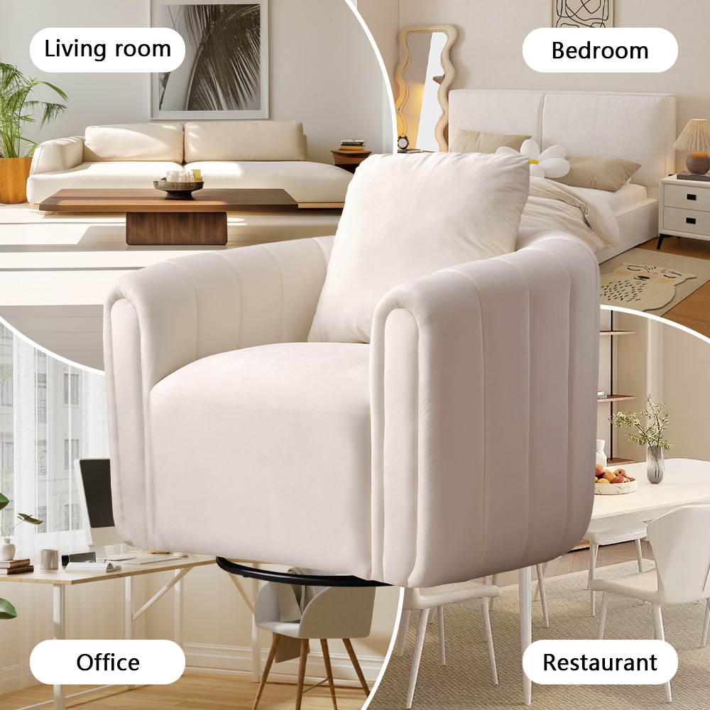 Swivel Barrel Chair, Comfy Round Accent Sofa Chair, 360 Degree Swivel Barrel Club Chair, Leisure Arm Chair