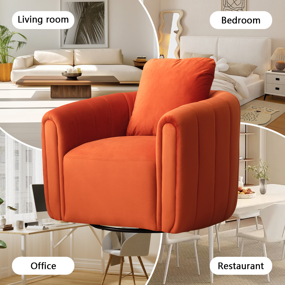 Swivel Barrel Chair, Comfy Round Accent Sofa Chair, 360 Degree Swivel Barrel Club Chair, Leisure Arm Chair