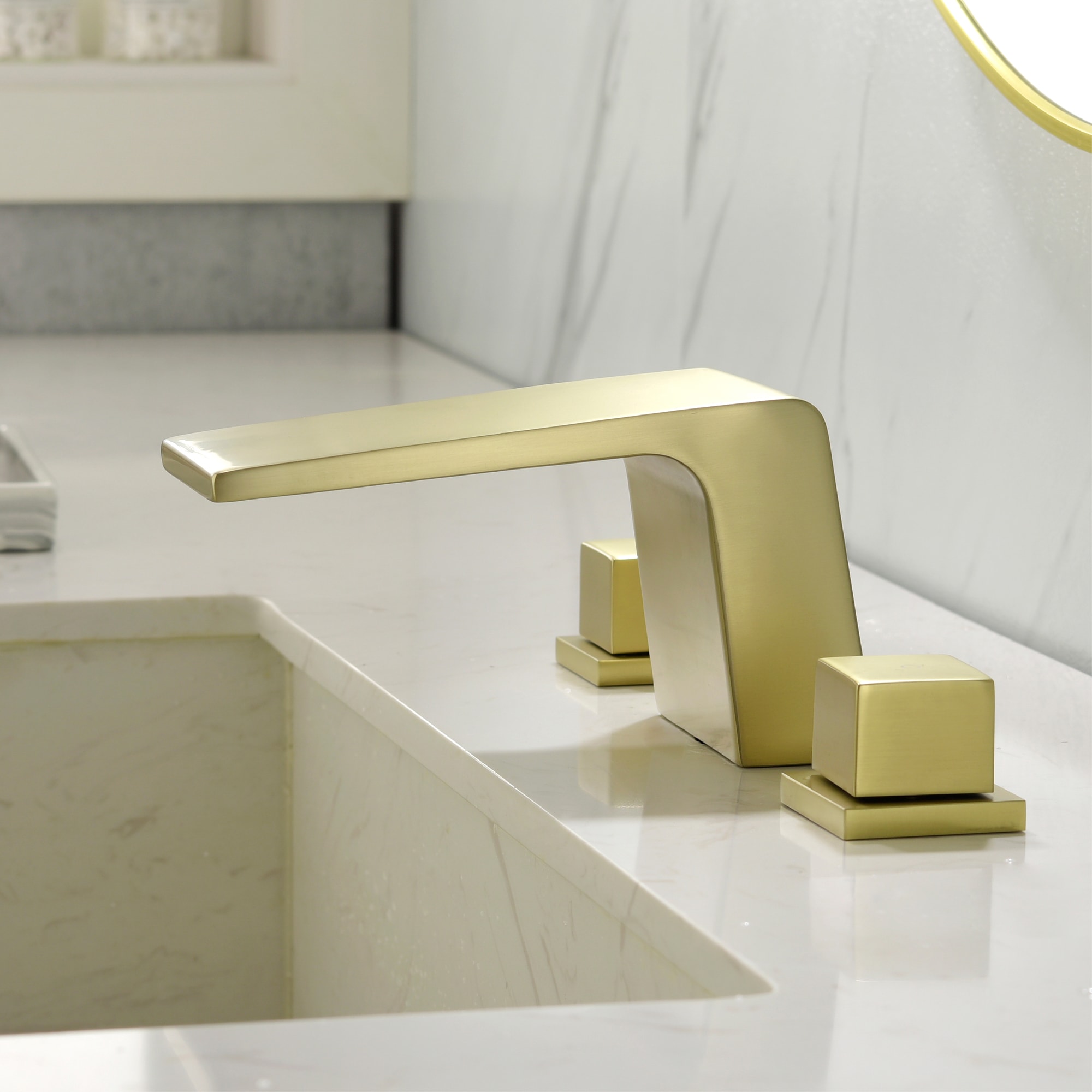 Mondawe Double Handle 8-Inch Center Wide-Spread Bathroom Faucet(Black/Gold/Nickel/Gray)-Mondawe