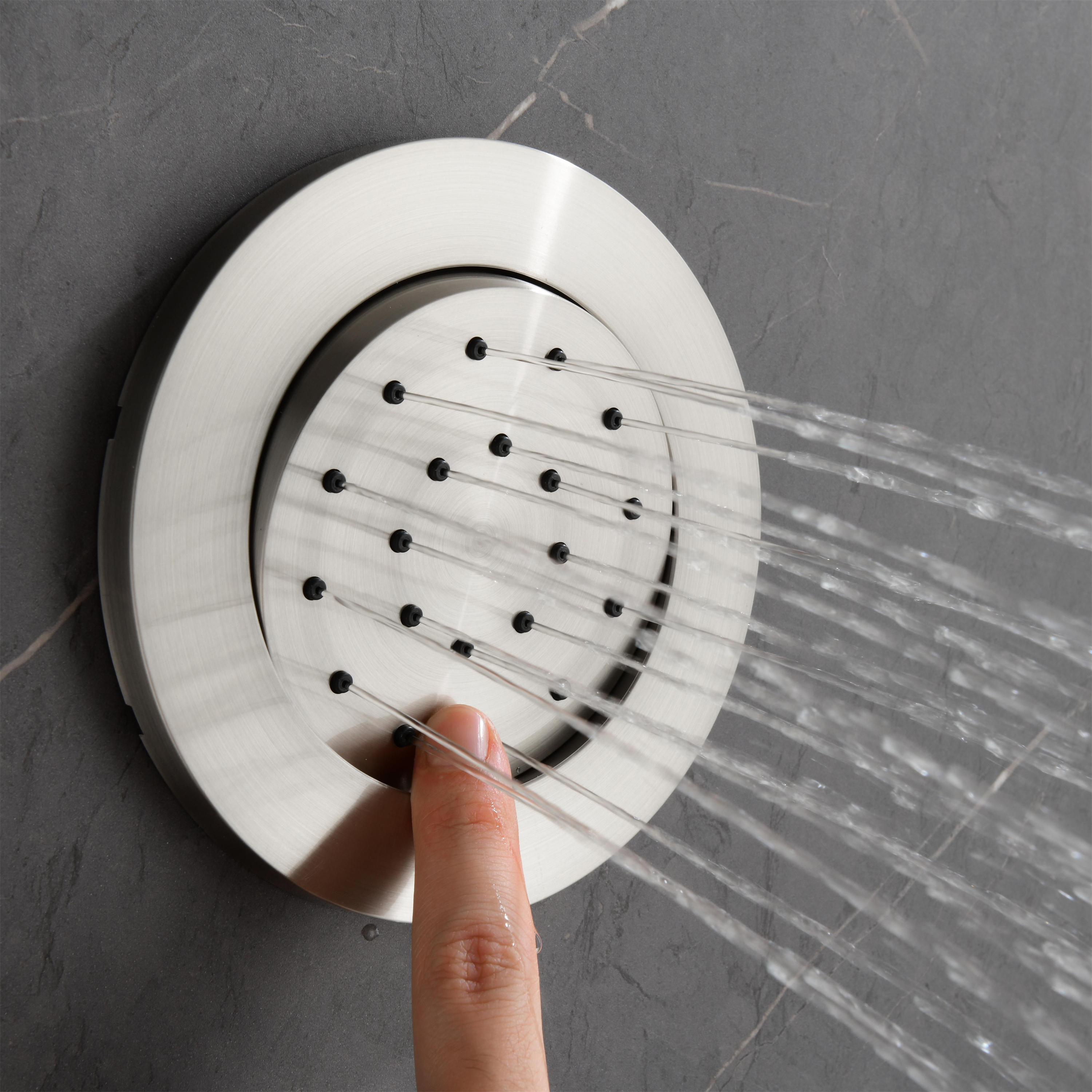 3-Spray Square High Pressure Deluxe Wall Bar Shower Kit with Slide Bar and 3-Body Spray in Brushed Nickel/Matte Black-Mondawe