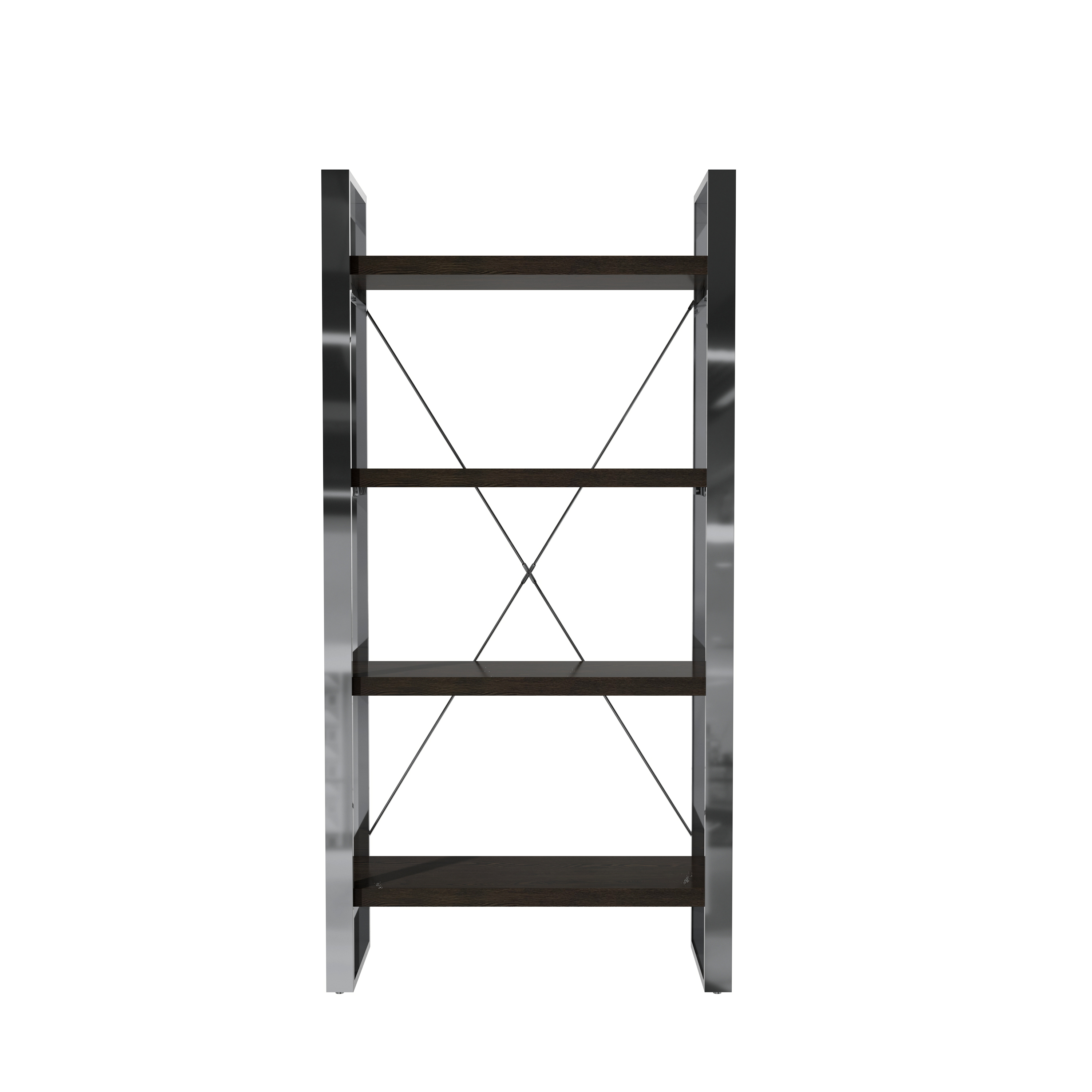 70.87 in. Tall 4-Layer Vertical Stainless Steel Silver Storage Rack Bookshelf Bookcase