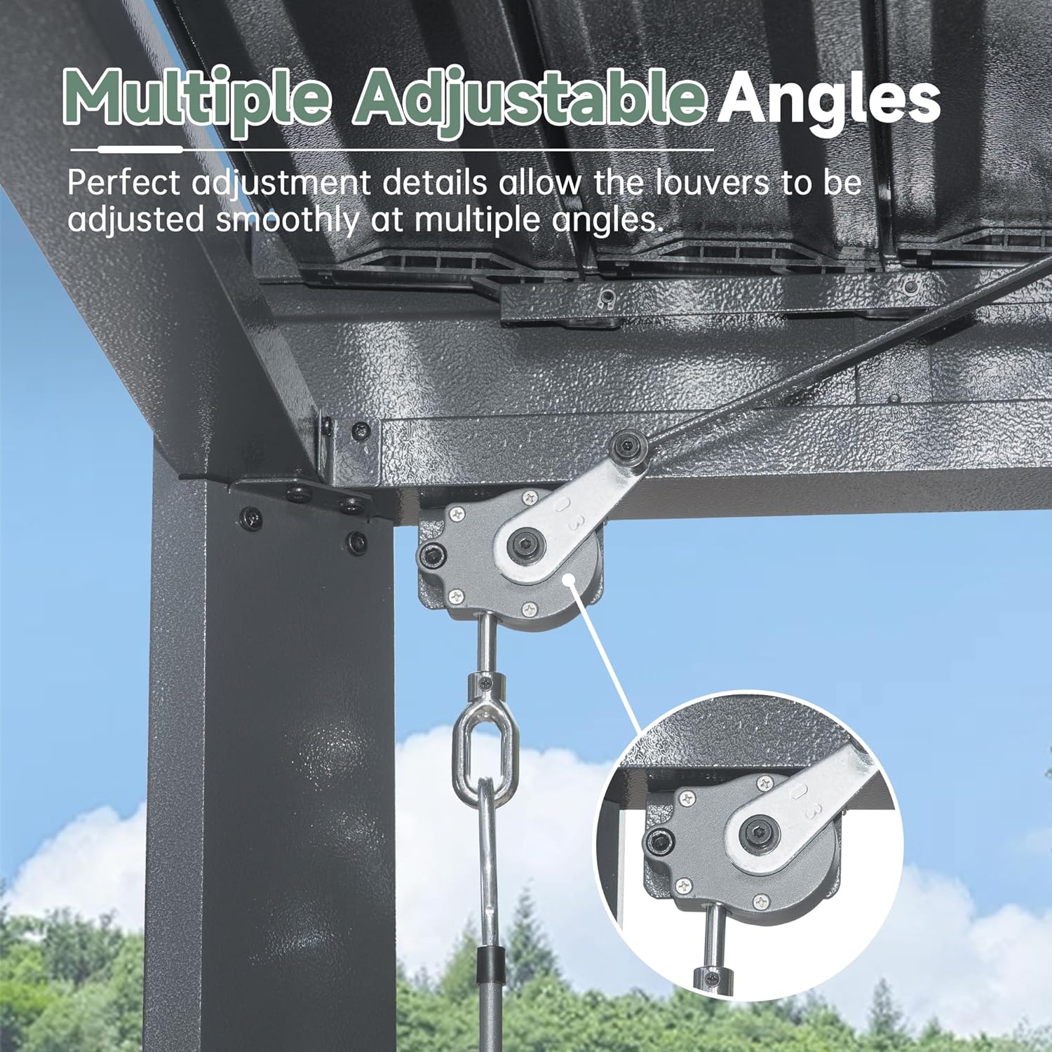 Louvered Pergola 10X10FT, Wood Grain Aluminum Pergola with Adjustable Roof, Wood Looking Aluminum Frame, Efficient Drainage System, Outdoor Pergola for Patio, Deck, Garden