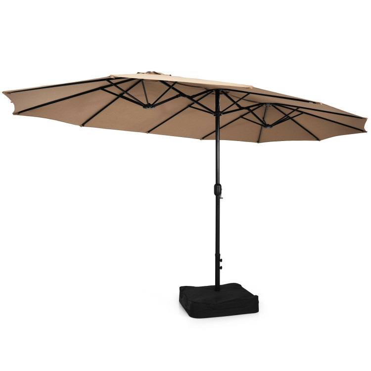 Mondawe 15ft Double-Sided Rectangular Patio Market Umbrella with Crank and Base-Mondawe