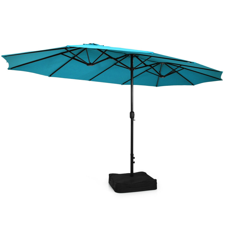 Mondawe 15ft Double-Sided Rectangular Patio Market Umbrella with Crank and Base-Mondawe