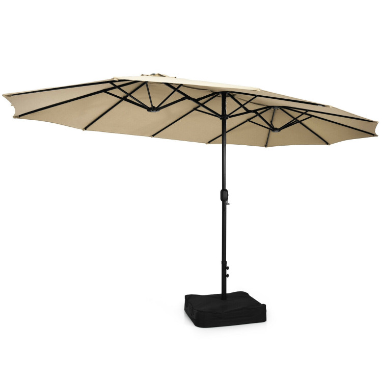 Mondawe 15ft Double-Sided Rectangular Patio Market Umbrella with Crank and Base-Mondawe