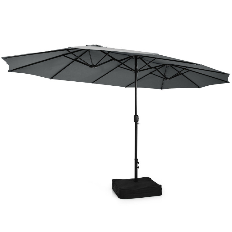 Mondawe 15ft Double-Sided Rectangular Patio Market Umbrella with Crank and Base-Mondawe