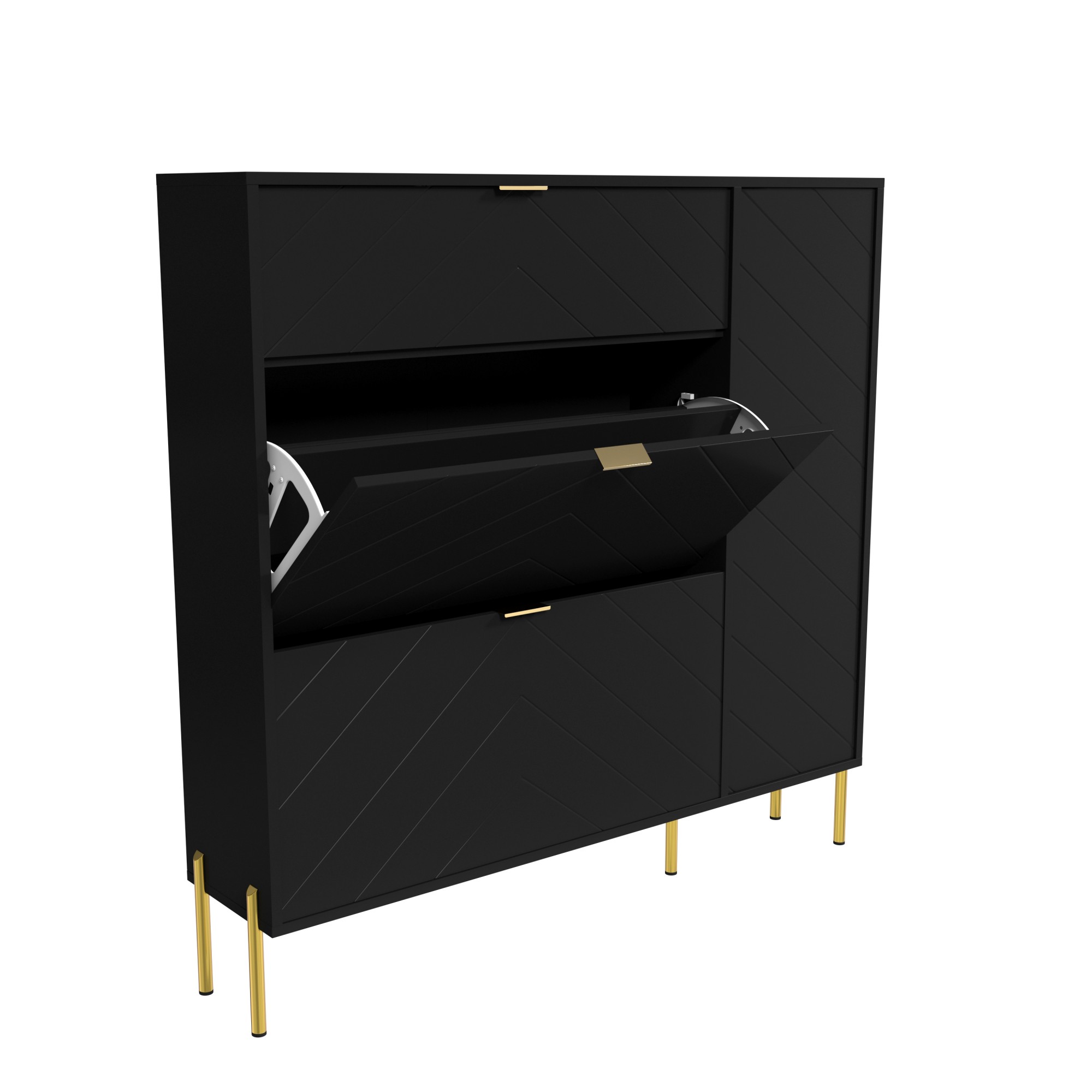 49.21 in. H x 9.45 in. W x 43.31 in. L White Wood Shoe Storage Cabinet with Flip-Up Drawers, Adjustable Shelf