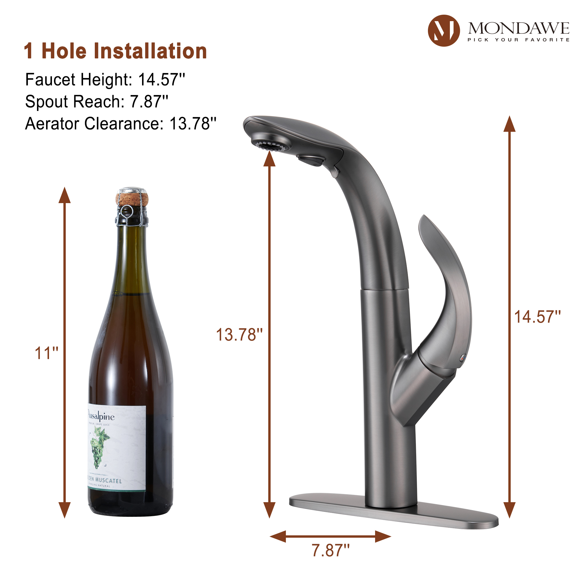 Mondawe 3-FunctionTulip High Arc Pull Down Single Handle Deck Mount Best Kitchen Faucets 2022-Mondawe