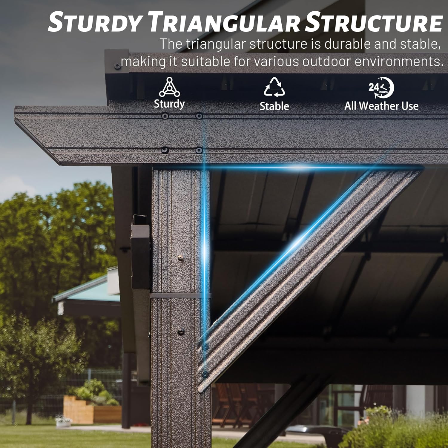 Hardtop Grill Gazebo, Outdoor BBQ Gazebo with 2 Side Shelves and Sloping Galvanized Steel Roof, Metal Permanent Grill Canopy with Ceiling Hooks for Patio, Lawn, Backyard, Deck