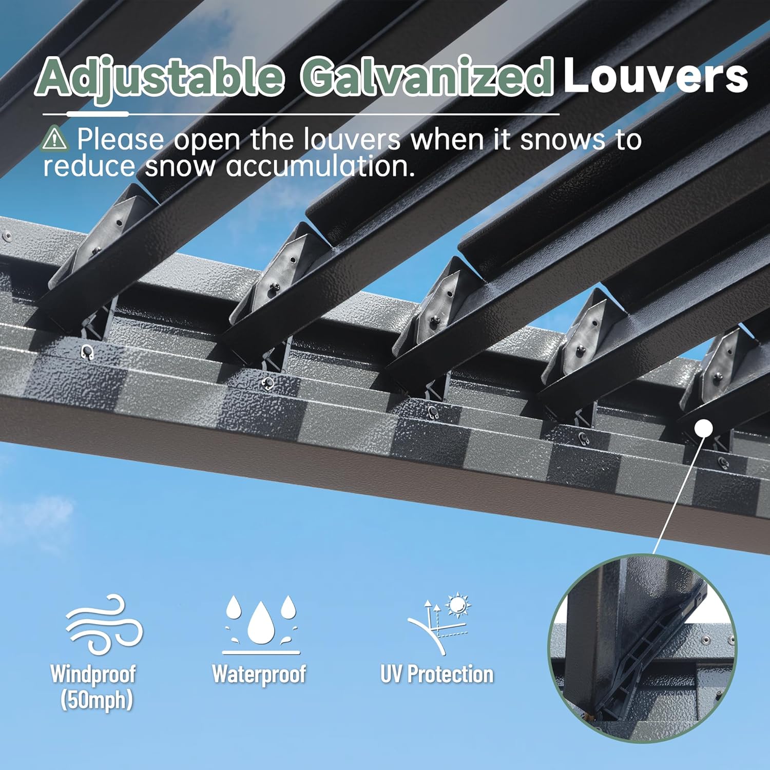 Louvered Pergola 10X10FT, Wood Grain Aluminum Pergola with Adjustable Roof, Wood Looking Aluminum Frame, Efficient Drainage System, Outdoor Pergola for Patio, Deck, Garden