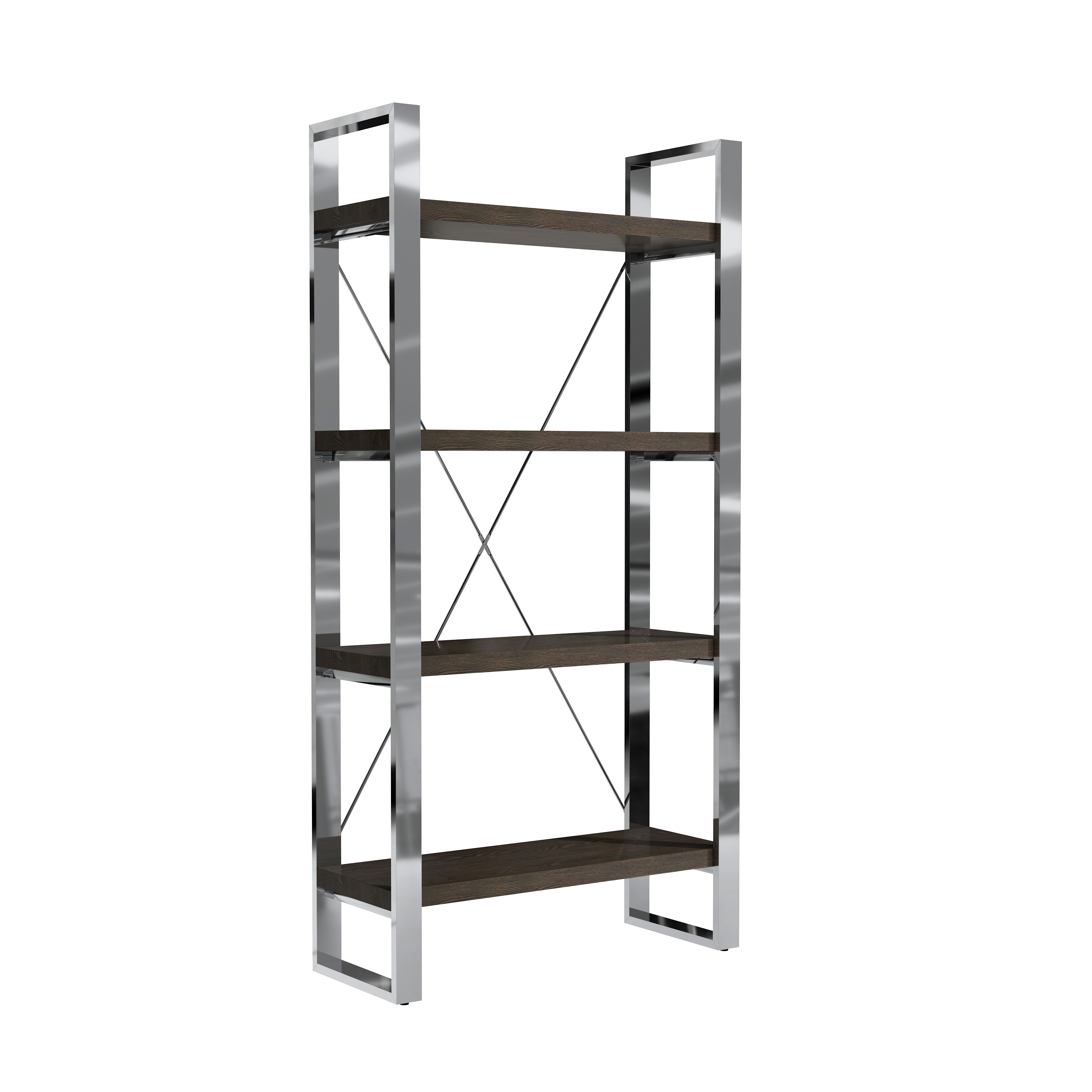 70.87 in. Tall 4-Layer Vertical Stainless Steel Silver Storage Rack Bookshelf Bookcase