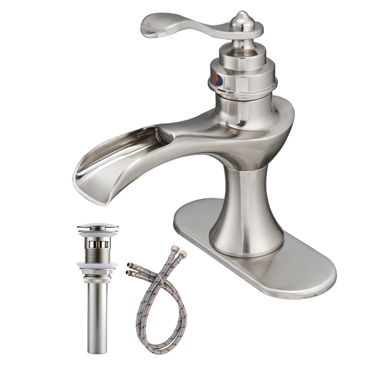 Boyel Living Single Handle Single Hole Bathroom Faucet with Deckplate Included, Pop Up Drain, Water Supply Hoses in Oil Rubbed Bronze/Brushed Nickel
