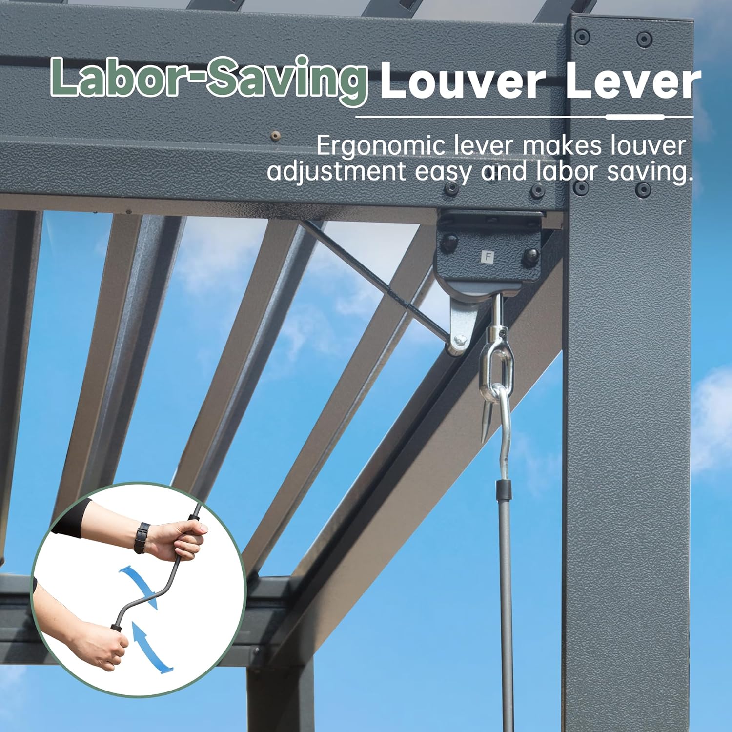 Louvered Pergola 10X10FT, Wood Grain Aluminum Pergola with Adjustable Roof, Wood Looking Aluminum Frame, Efficient Drainage System, Outdoor Pergola for Patio, Deck, Garden