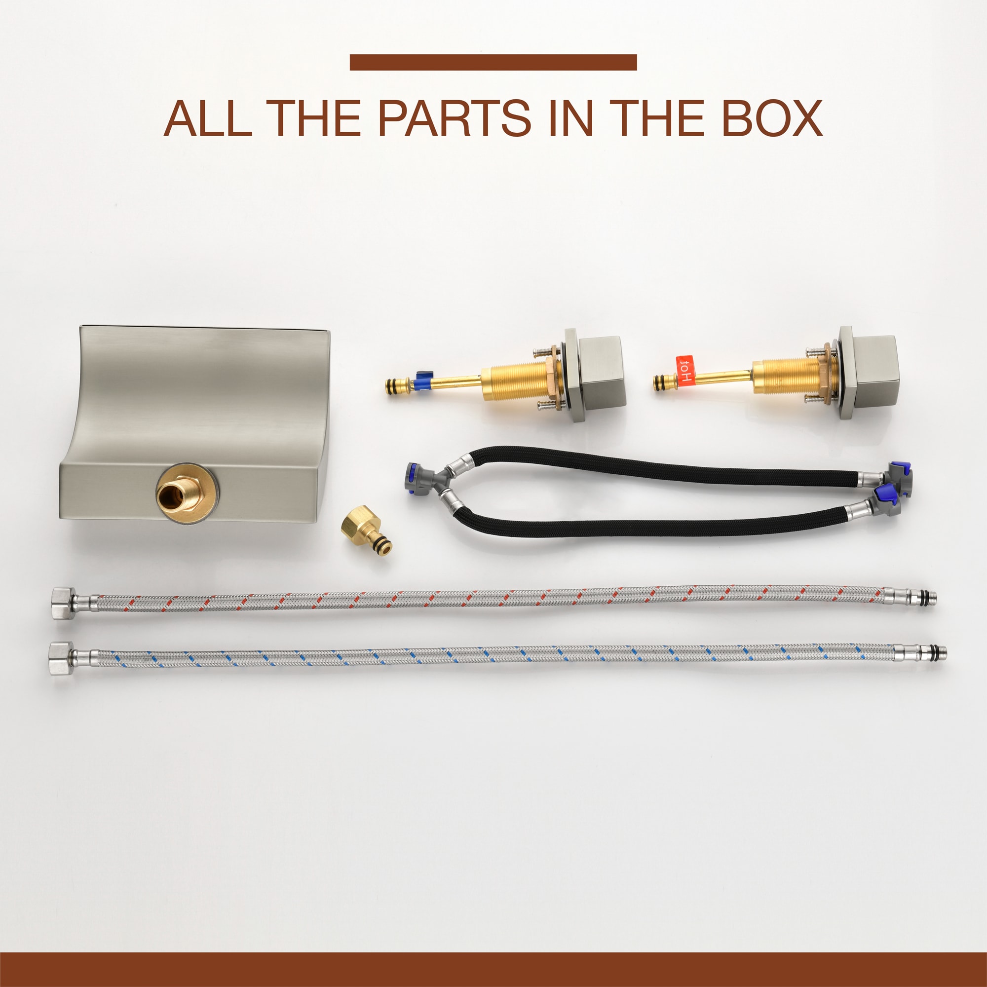 Mondawe Double Handle 8-Inch Center Wide-Spread Bathroom Faucet in Nickel/Black/Gold-Mondawe