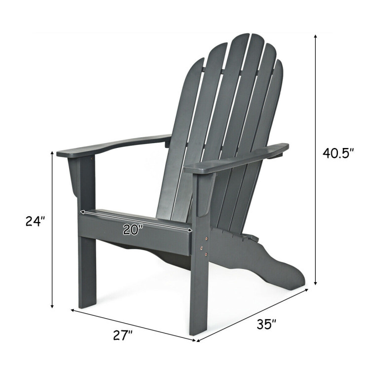 Mondawe Outdoor Stationary Adirondack Chair with Slat Seat For Yard and Garden-Mondawe