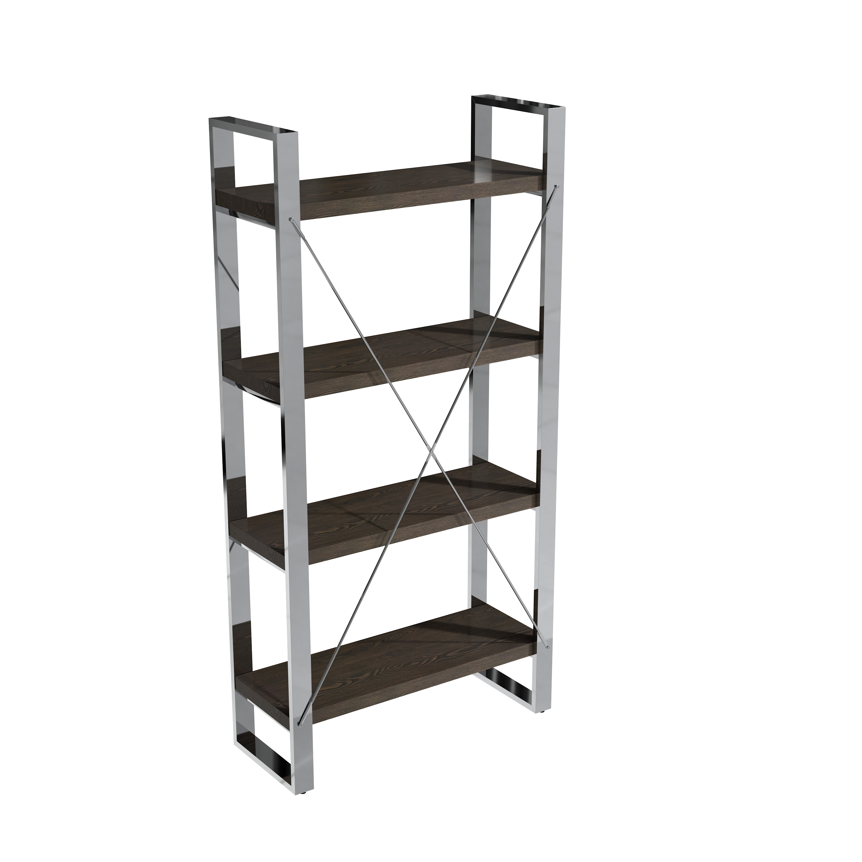 70.87 in. Tall 4-Layer Vertical Stainless Steel Silver Storage Rack Bookshelf Bookcase