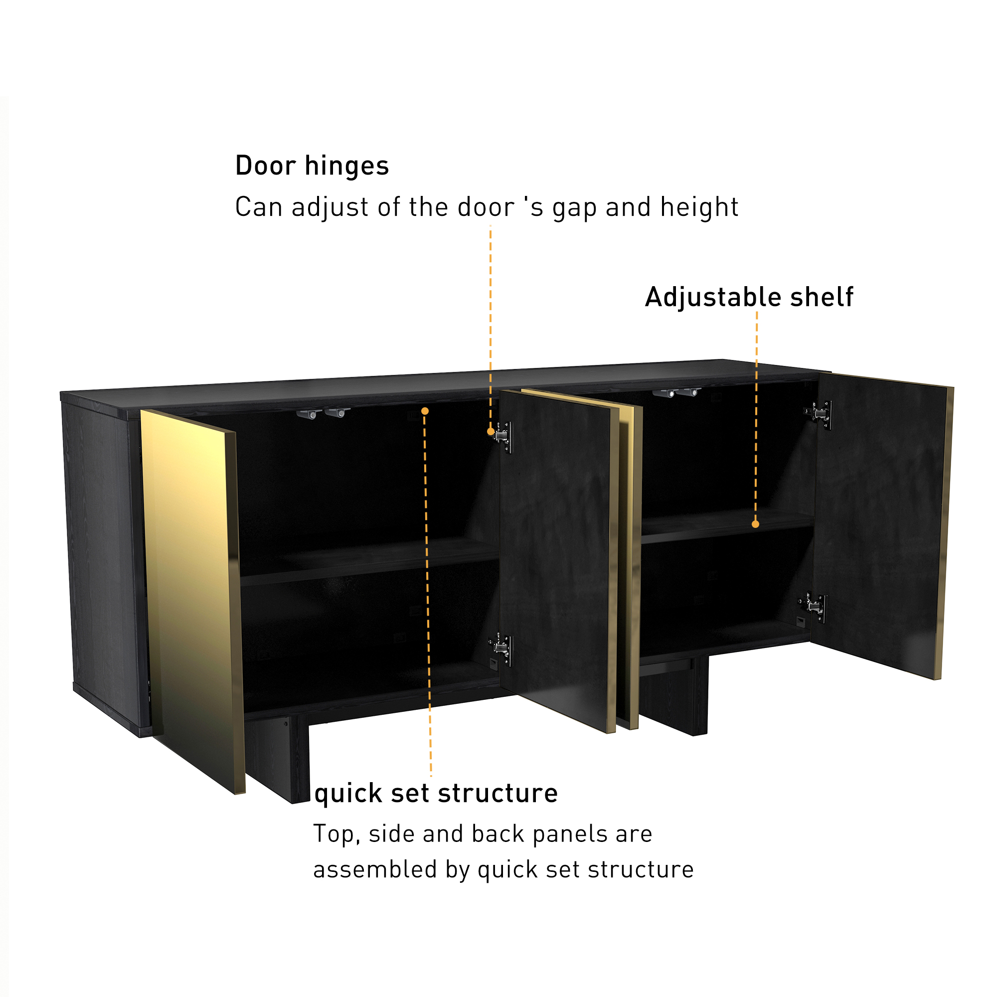 Antique Brown 2-Door/4-Door Wood Grain Accent Storage Cabinet For Living Room, Foyer and Kitchen-Dining Room