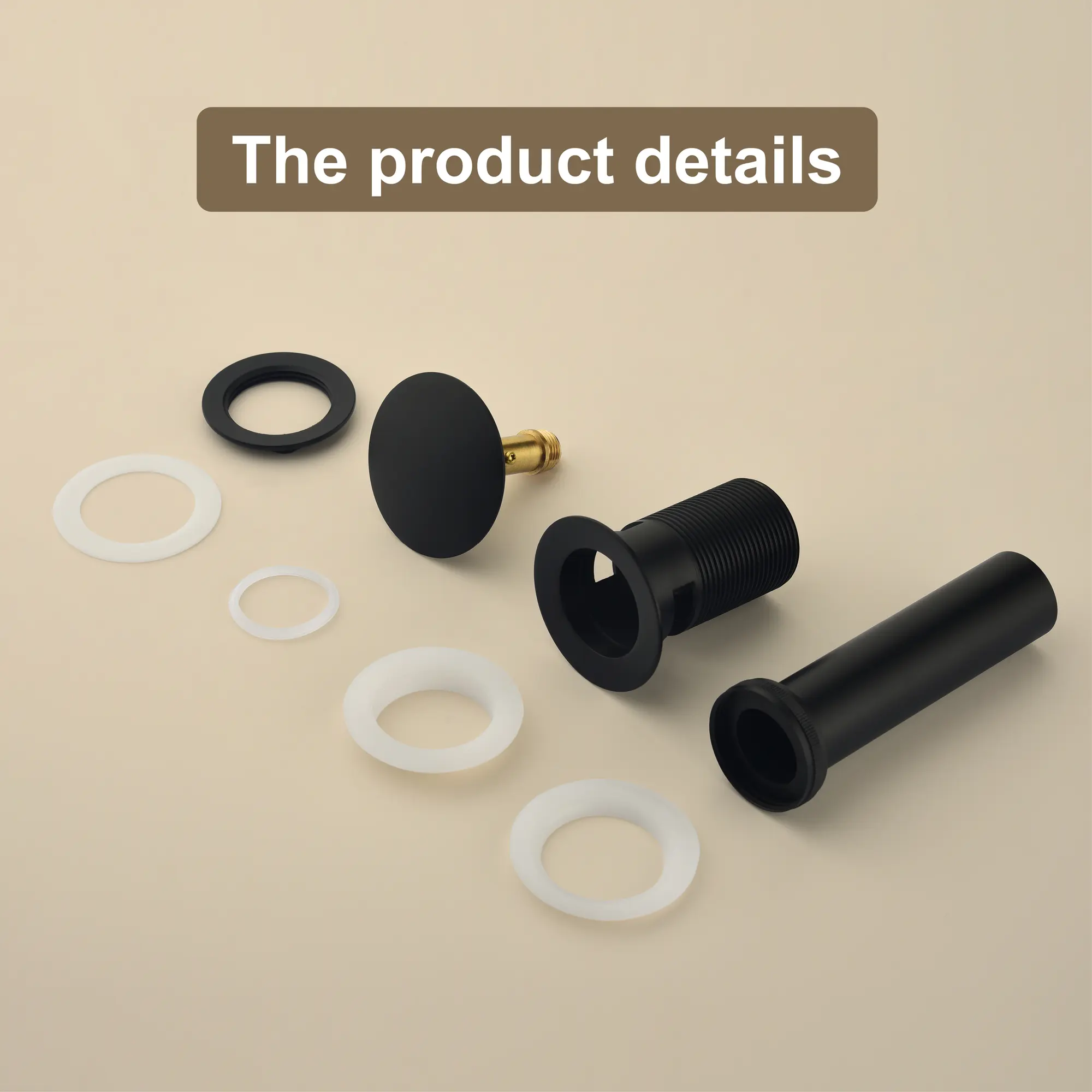 Brass Bathroom Vessel Vanity Sink Pop Up Drain Stopper with Overflow Lavatory Drain Assembly