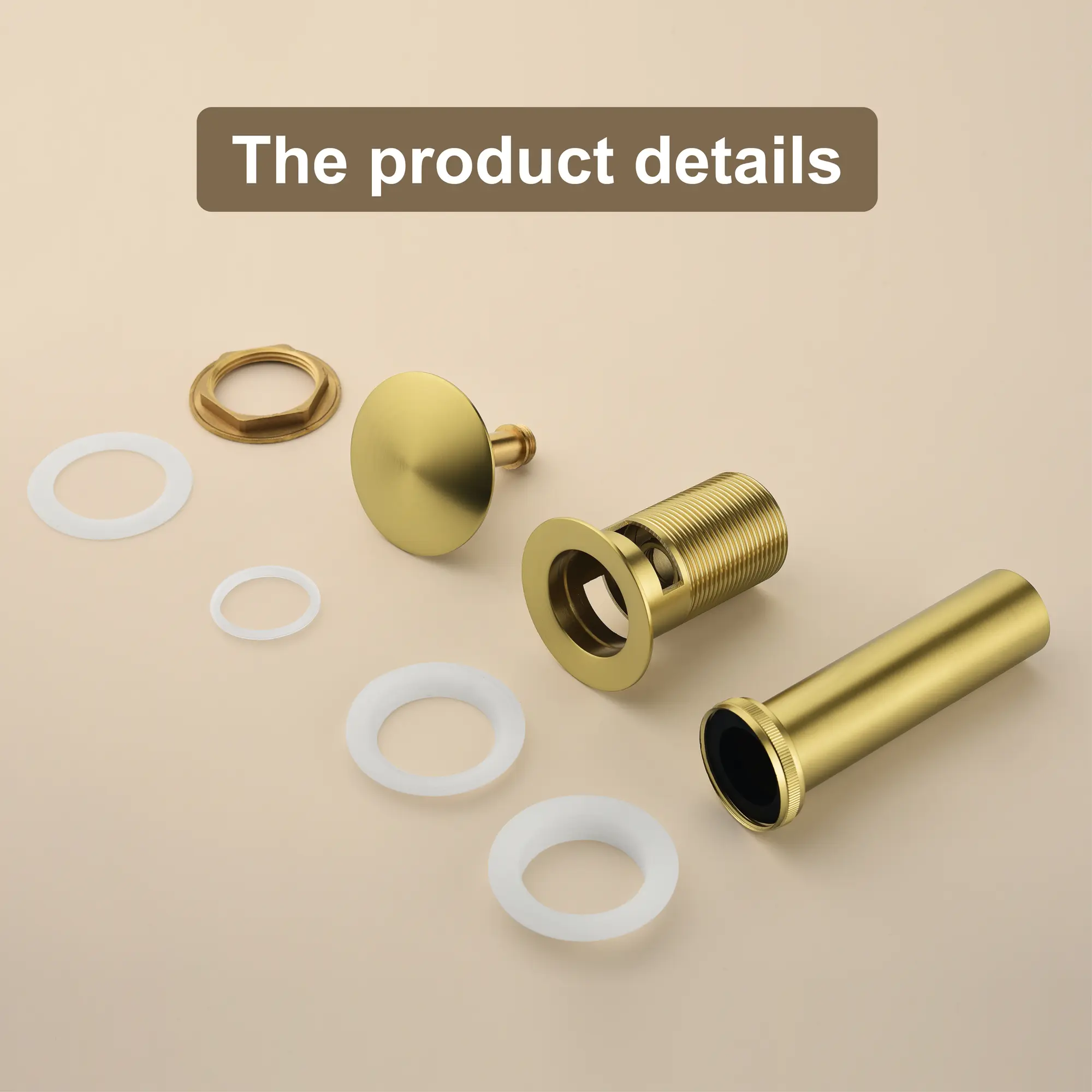 Brass Bathroom Vessel Vanity Sink Pop Up Drain Stopper with Overflow Lavatory Drain Assembly