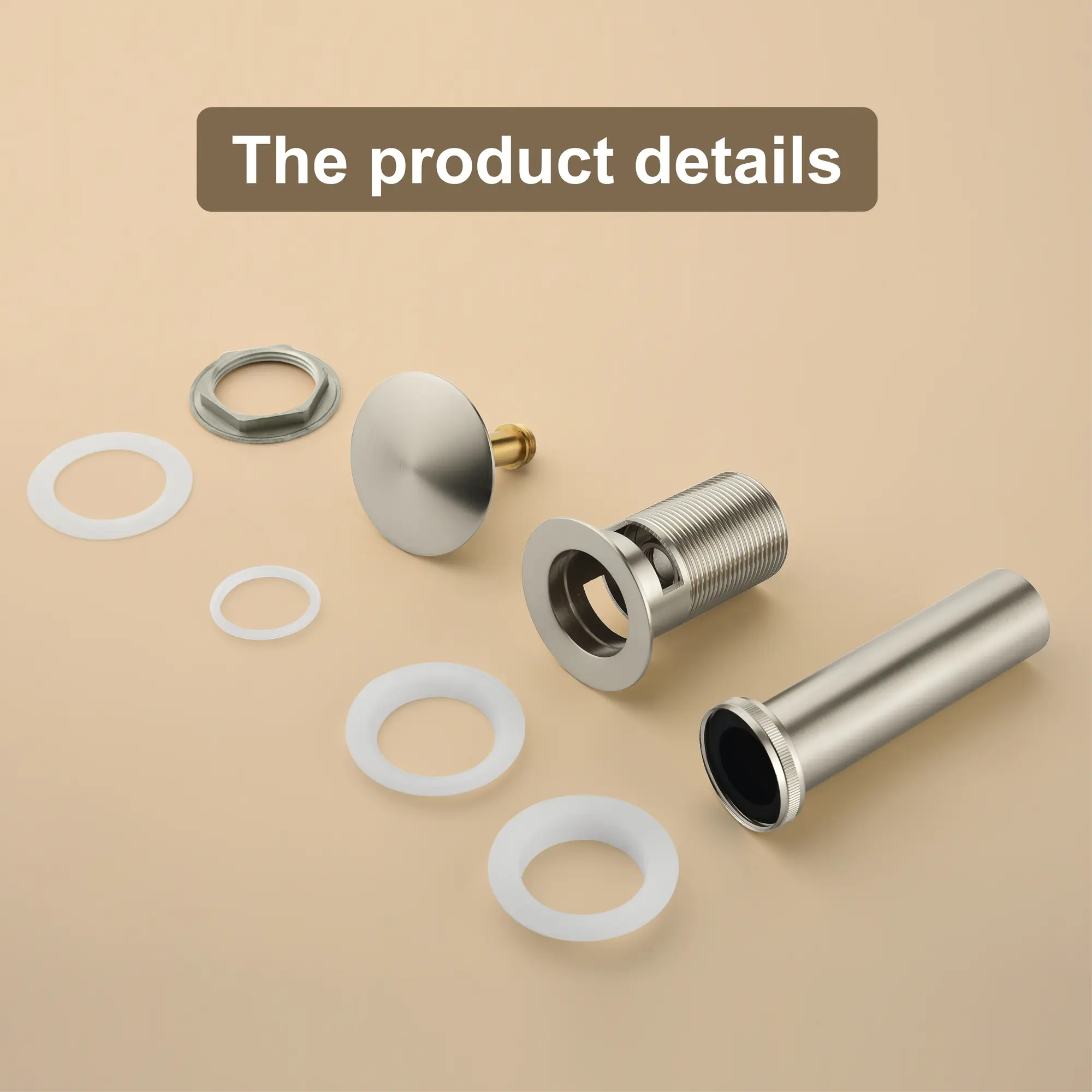 Brass Bathroom Vessel Vanity Sink Pop Up Drain Stopper with Overflow Lavatory Drain Assembly